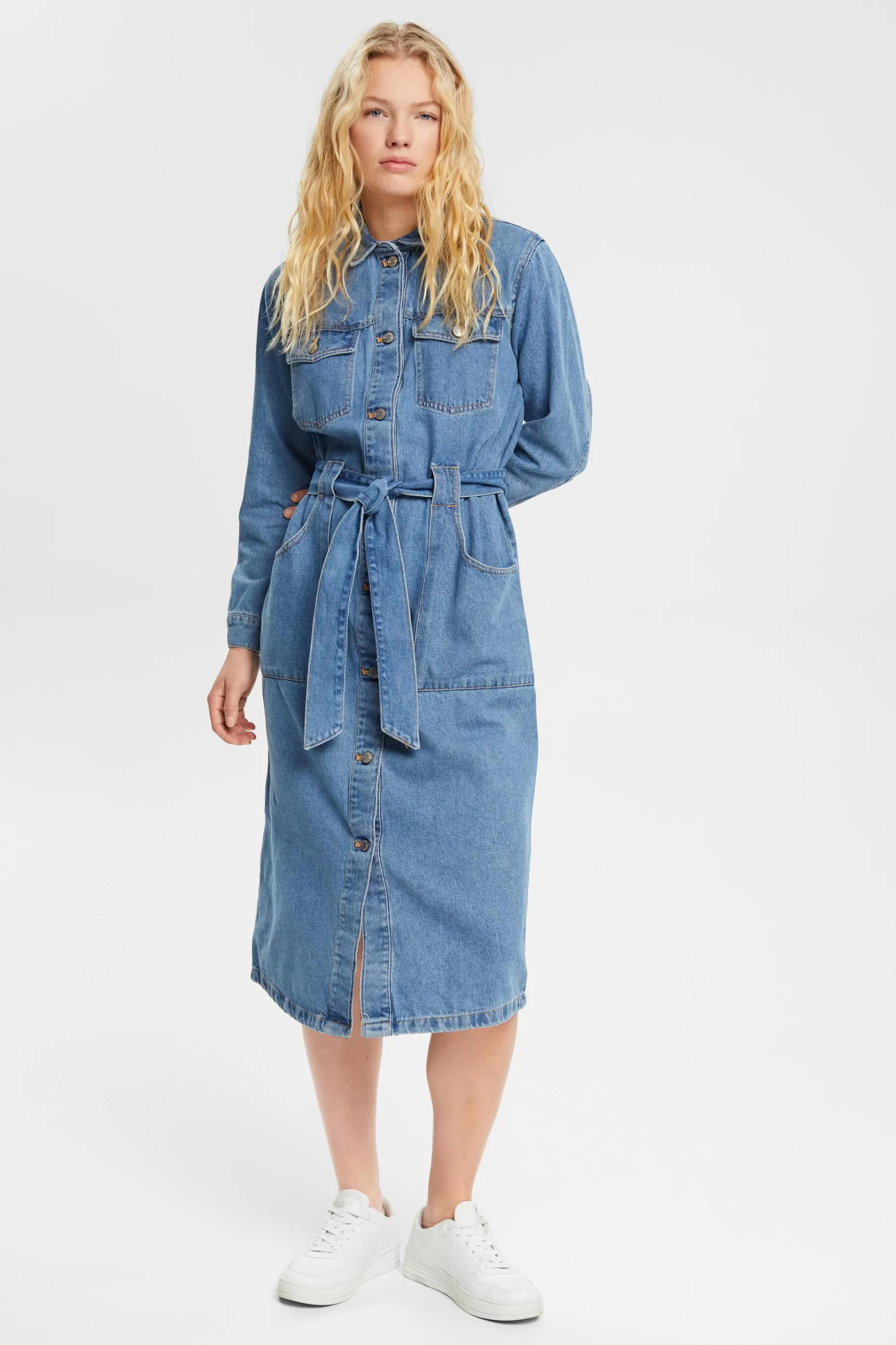 ESPRIT Denim dress with tie belt at our Online Shop *Women Dresses + Jumpsuits