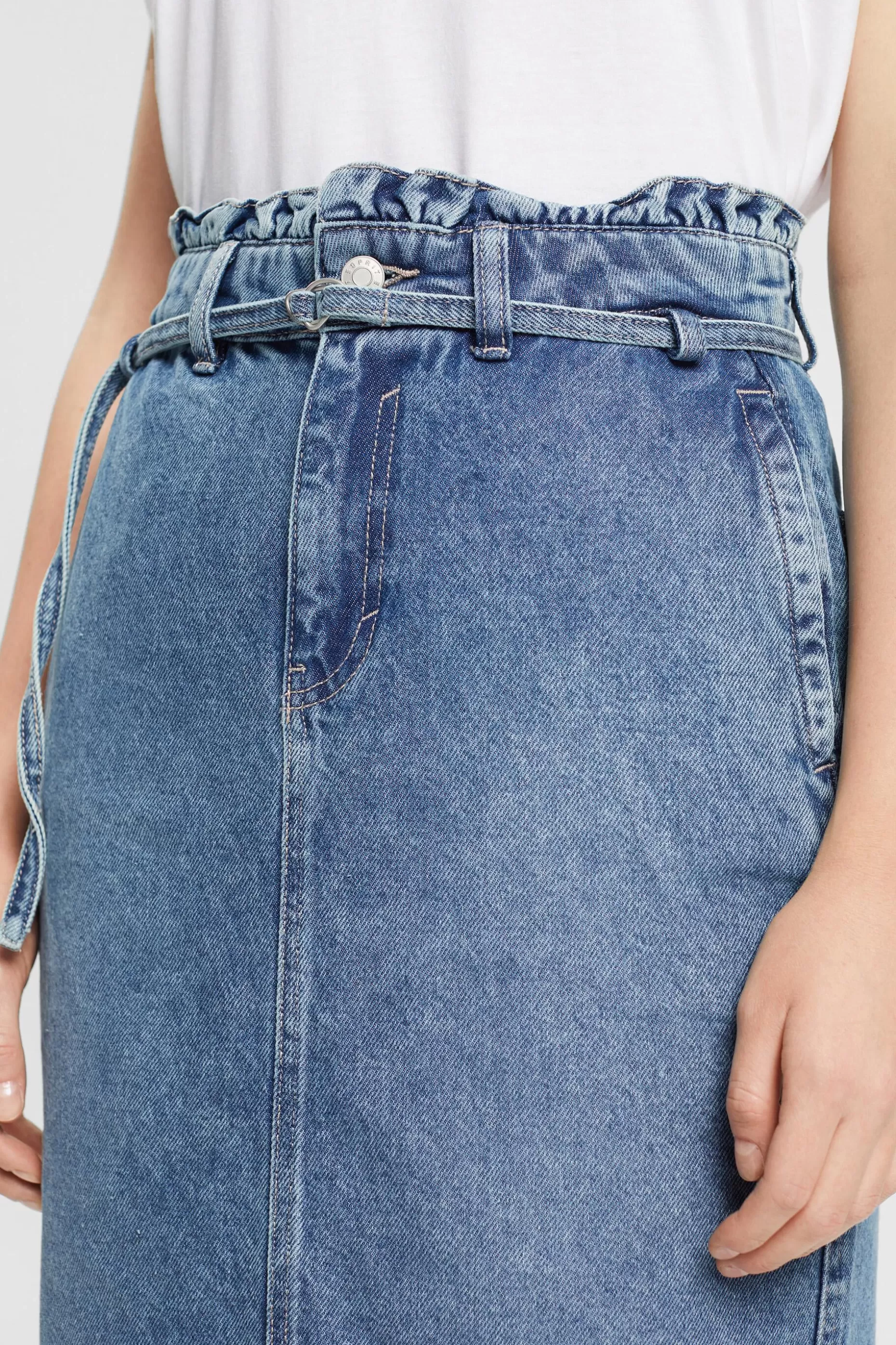 ESPRIT Denim skirt with paperbag waistband at our Online Shop *Women Bottoms