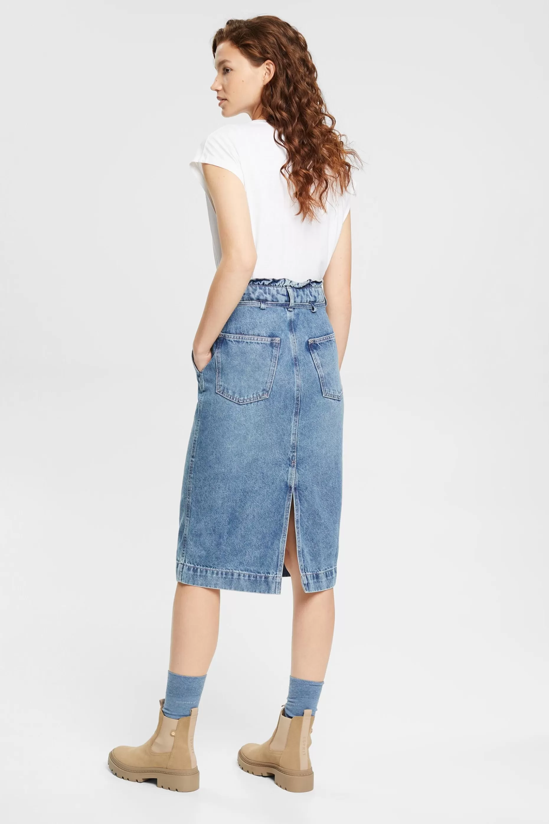 ESPRIT Denim skirt with paperbag waistband at our Online Shop *Women Bottoms