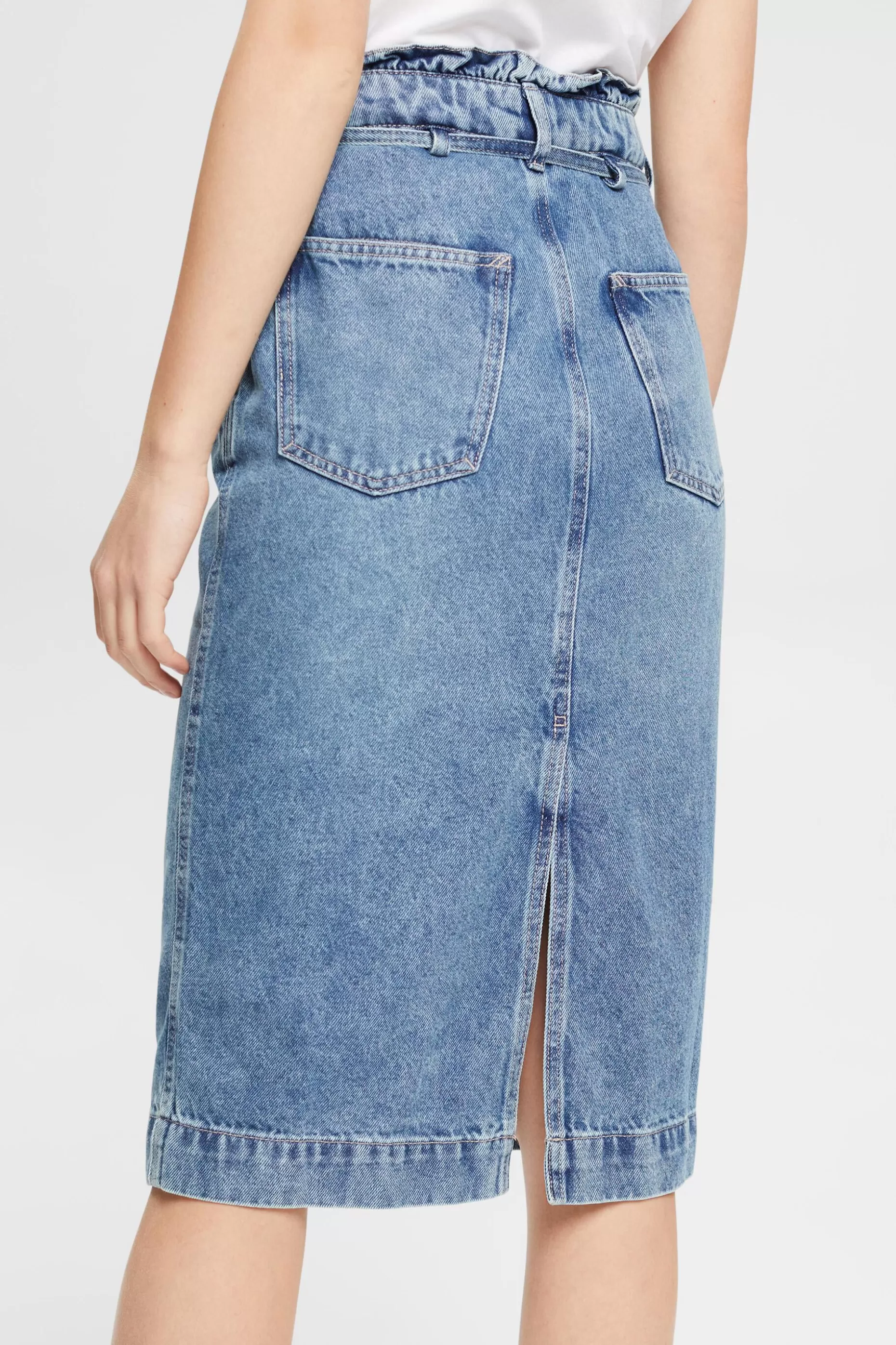 ESPRIT Denim skirt with paperbag waistband at our Online Shop *Women Bottoms