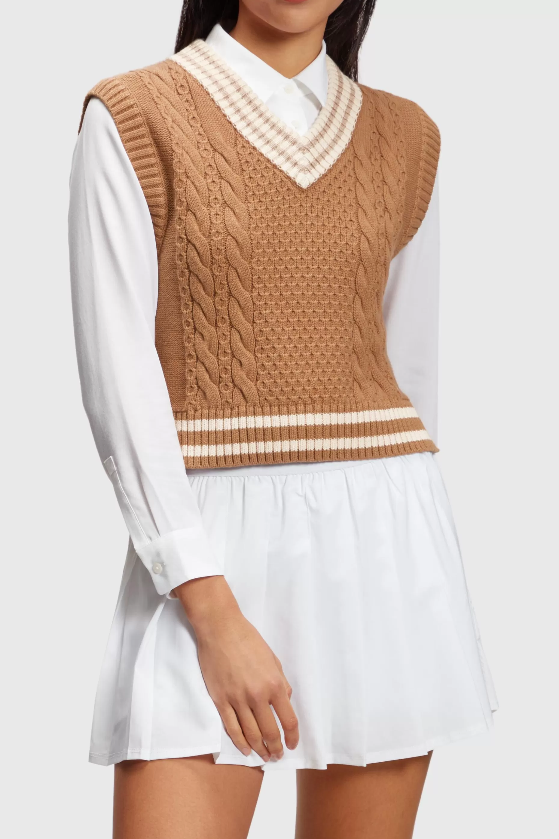 ESPRIT Dolphin badge cable knit vest at our Online Shop * Sale Under $50