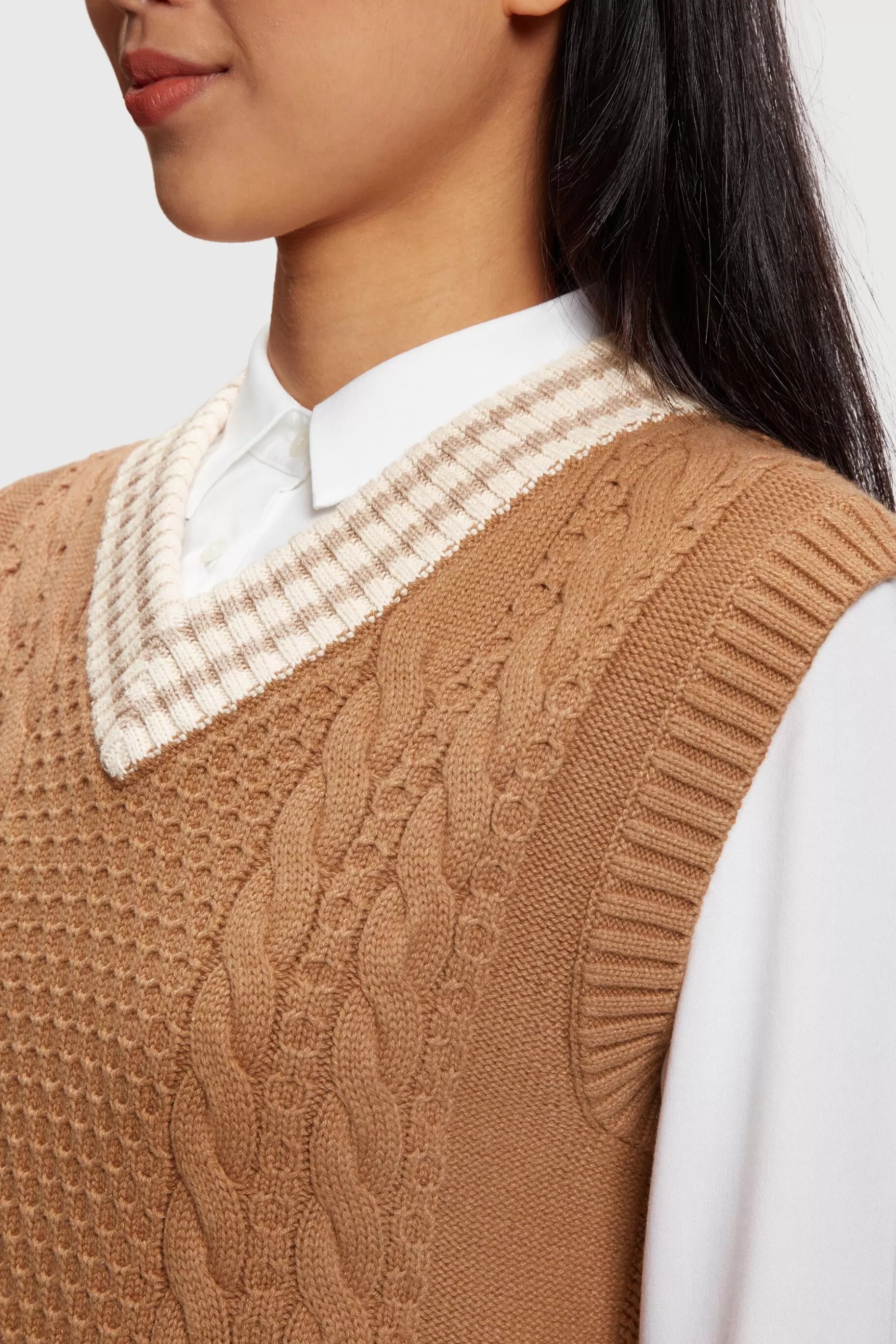 ESPRIT Dolphin badge cable knit vest at our Online Shop * Sale Under $50