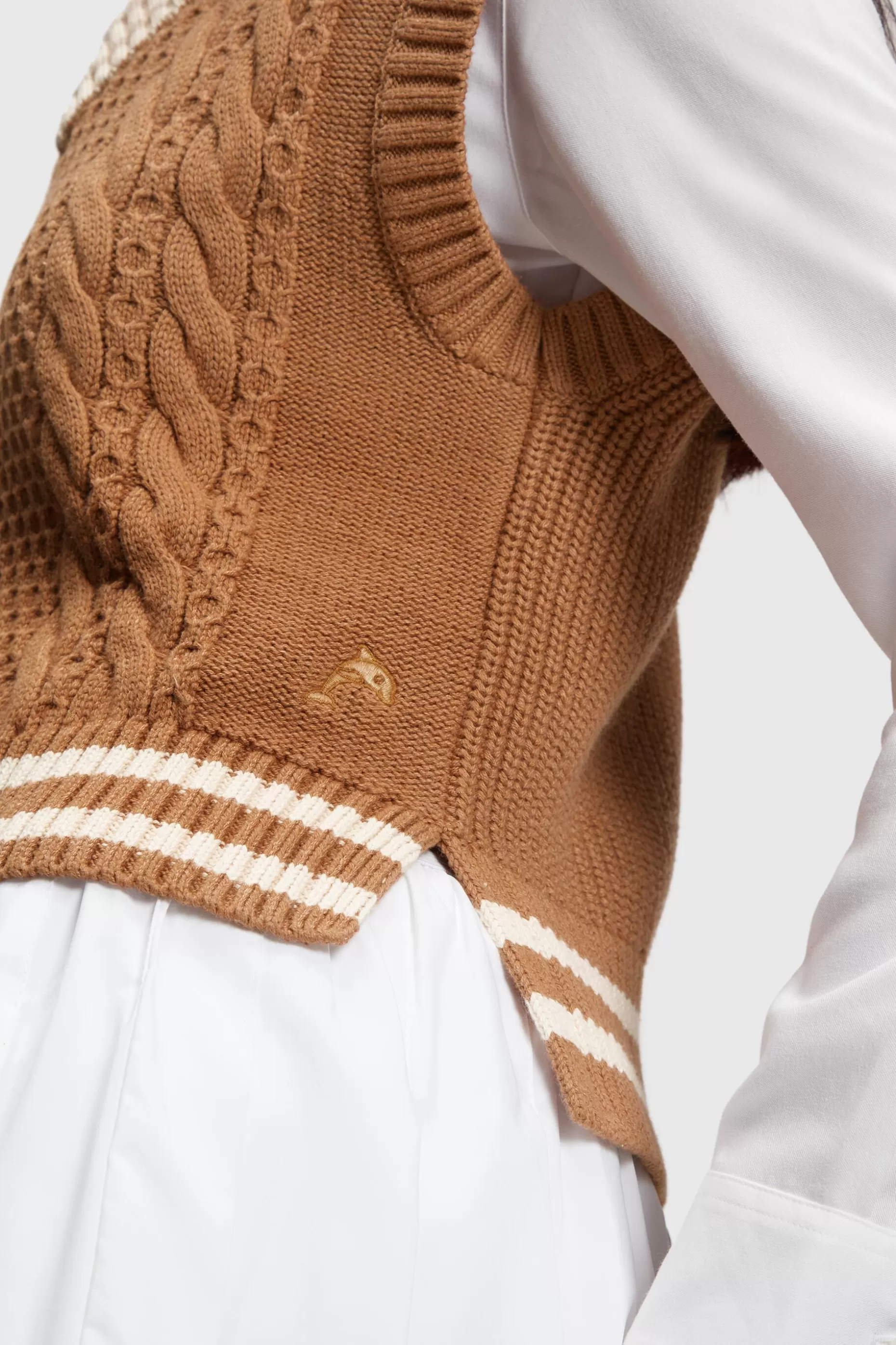 ESPRIT Dolphin badge cable knit vest at our Online Shop * Sale Under $50
