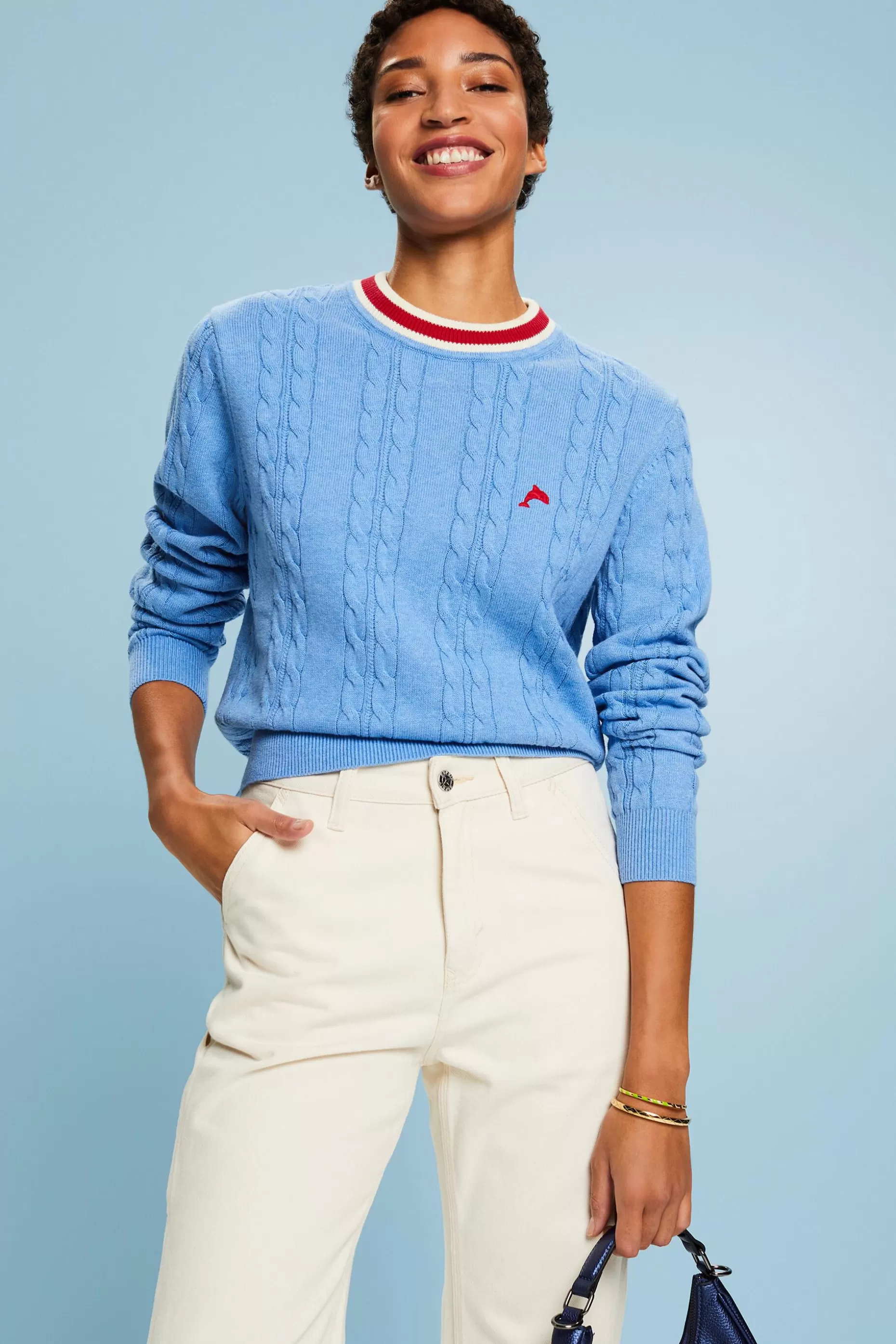ESPRIT Dolphin Logo Cable Knit Sweater at our Online Shop *Women Sweaters