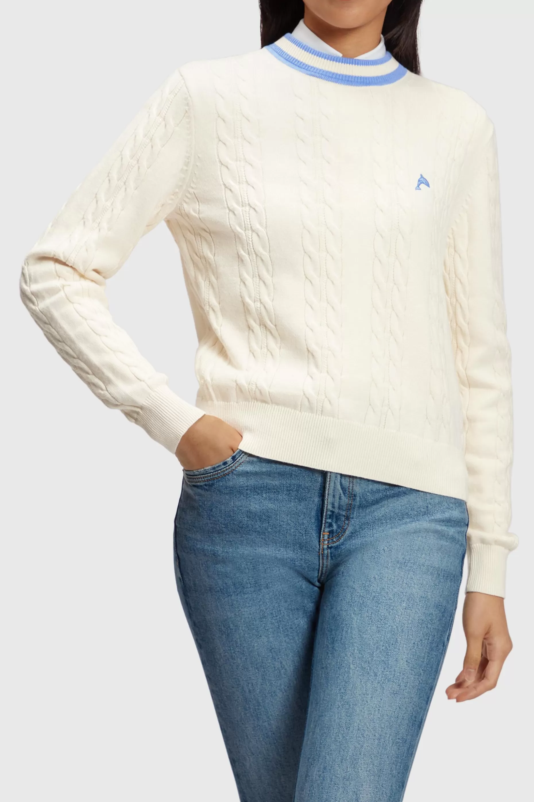 ESPRIT Dolphin Logo Cable Knit Sweater at our Online Shop *Women Sweaters