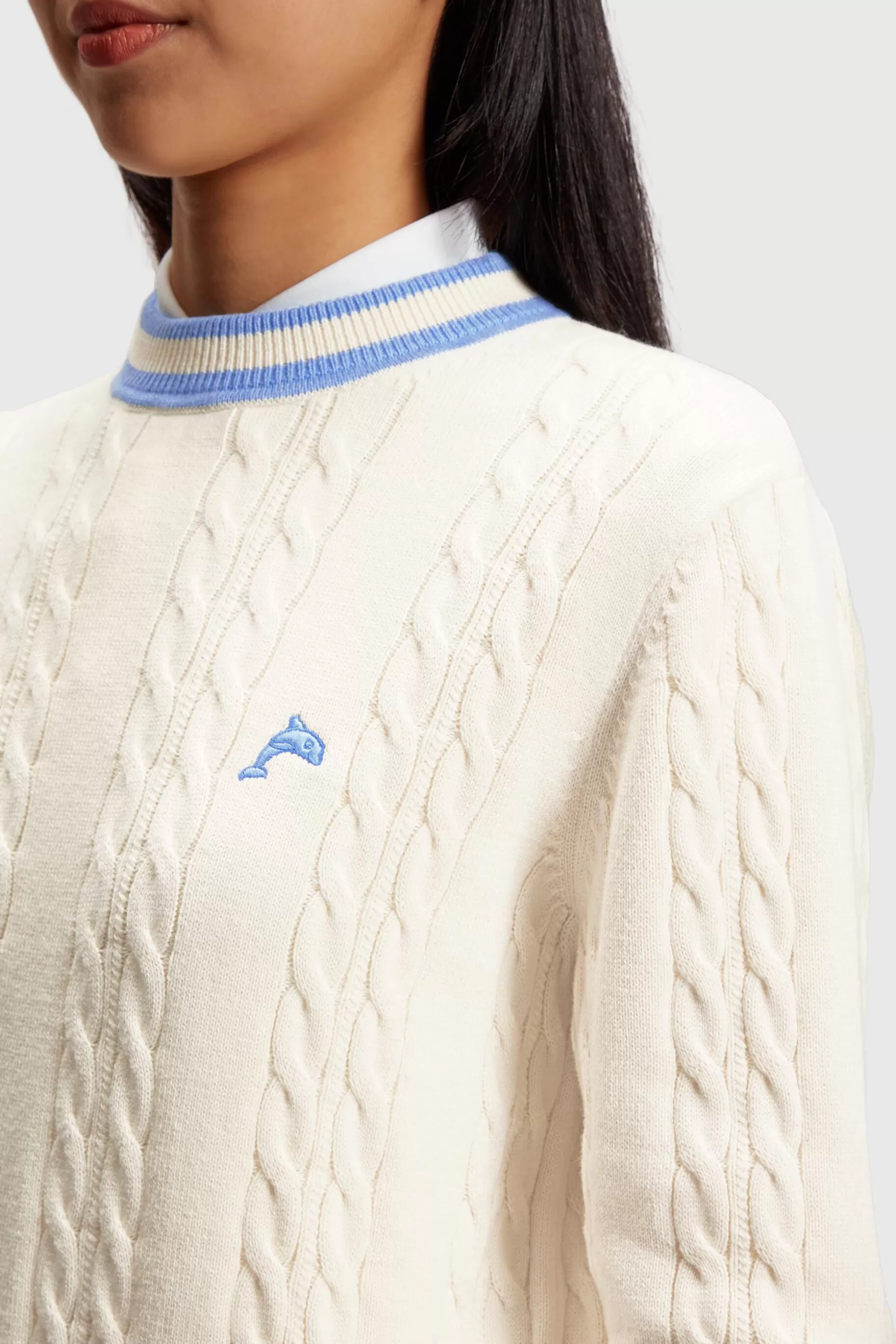 ESPRIT Dolphin Logo Cable Knit Sweater at our Online Shop *Women Sweaters