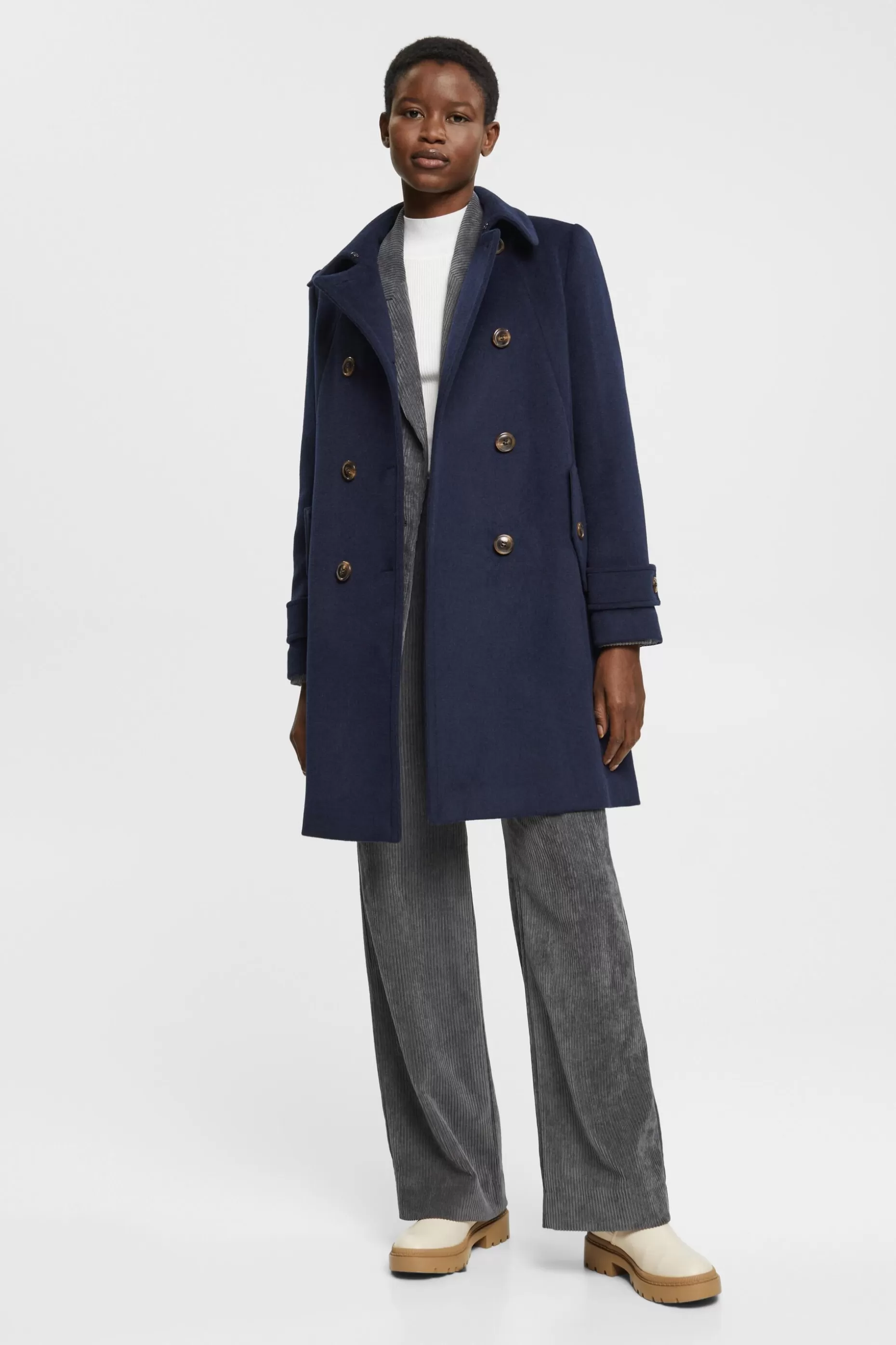 ESPRIT Double breasted wool blend coat at our Online Shop * Clearance 60%-70% Off