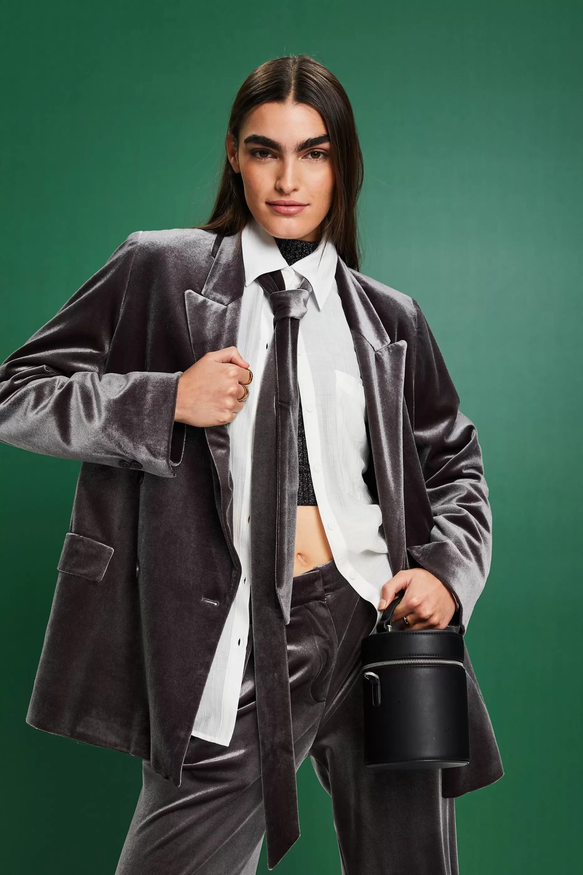 ESPRIT Double-Breasted Belted Velvet Blazer at our Online Shop *Women Tops
