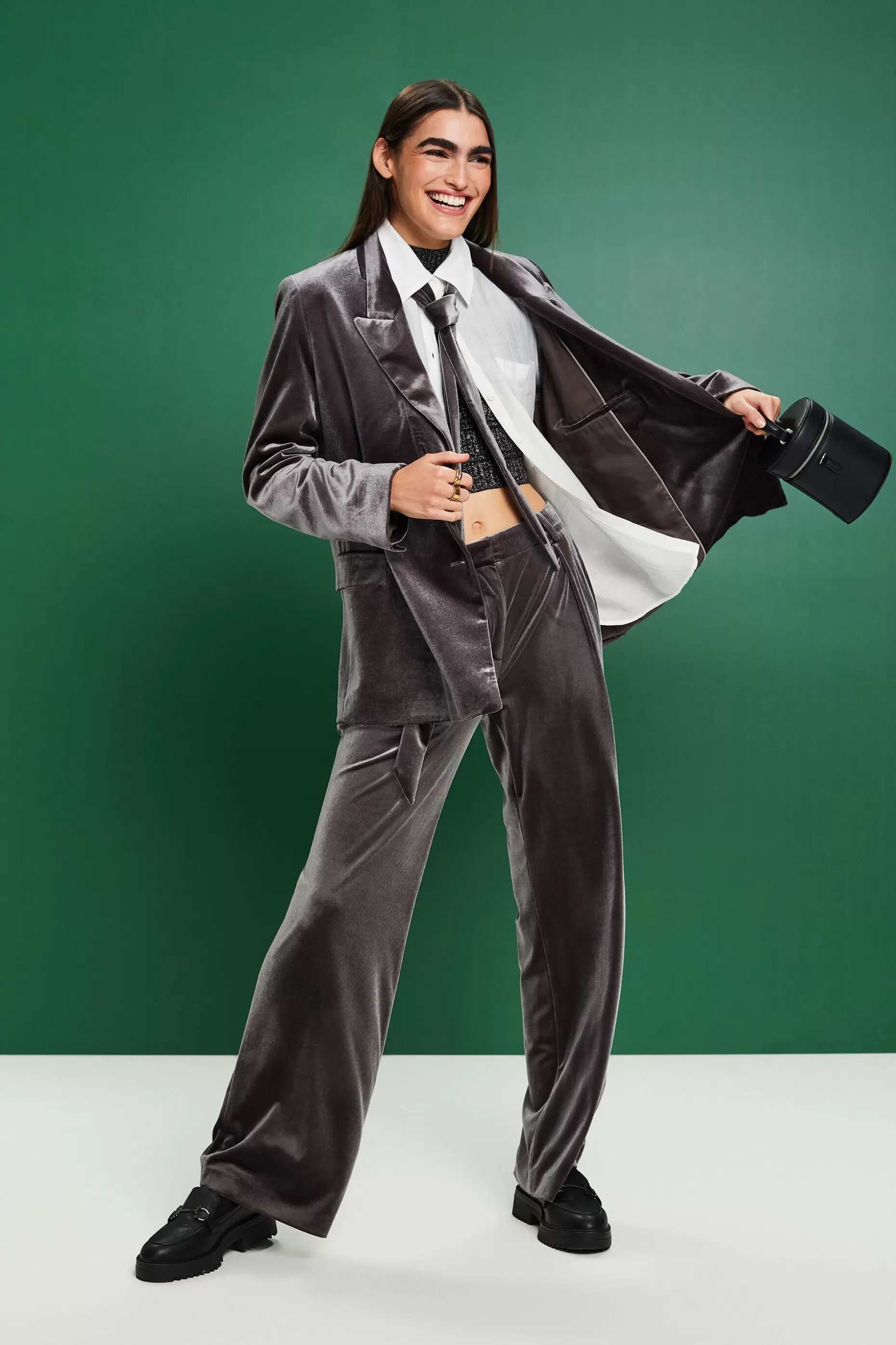 ESPRIT Double-Breasted Belted Velvet Blazer at our Online Shop *Women Tops