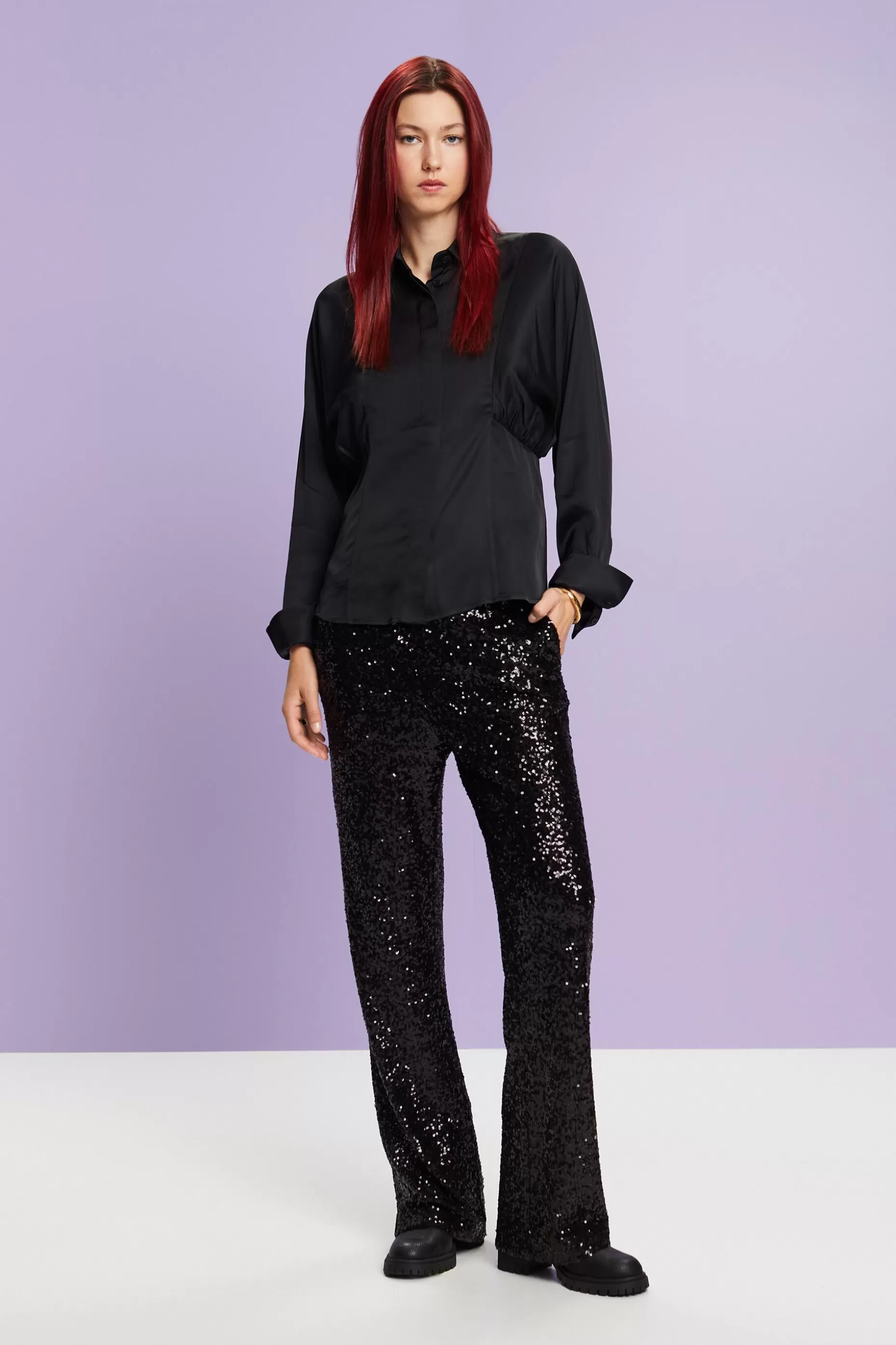 ESPRIT Draped Peplum Satin Blouse at our Online Shop *Women Tops