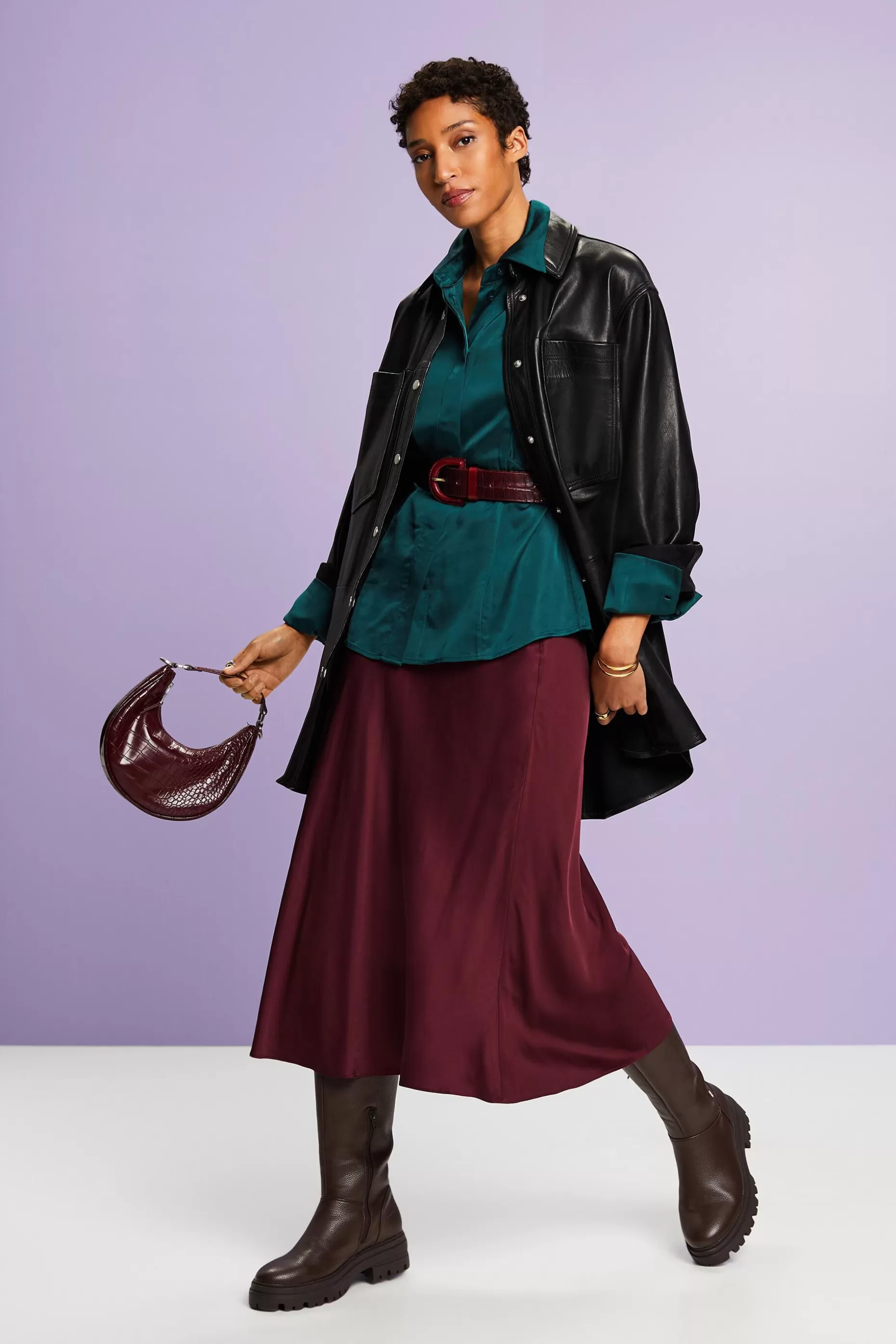 ESPRIT Draped Peplum Satin Blouse at our Online Shop *Women Shirts + Blouses