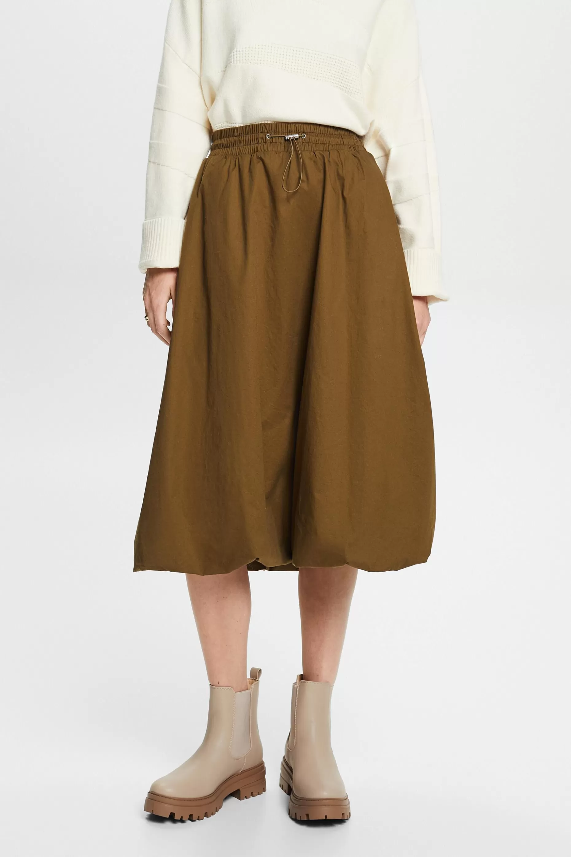 ESPRIT Drawstring Cotton-Blend Midi Skirt at our Online Shop *Women Skirts + Shorts