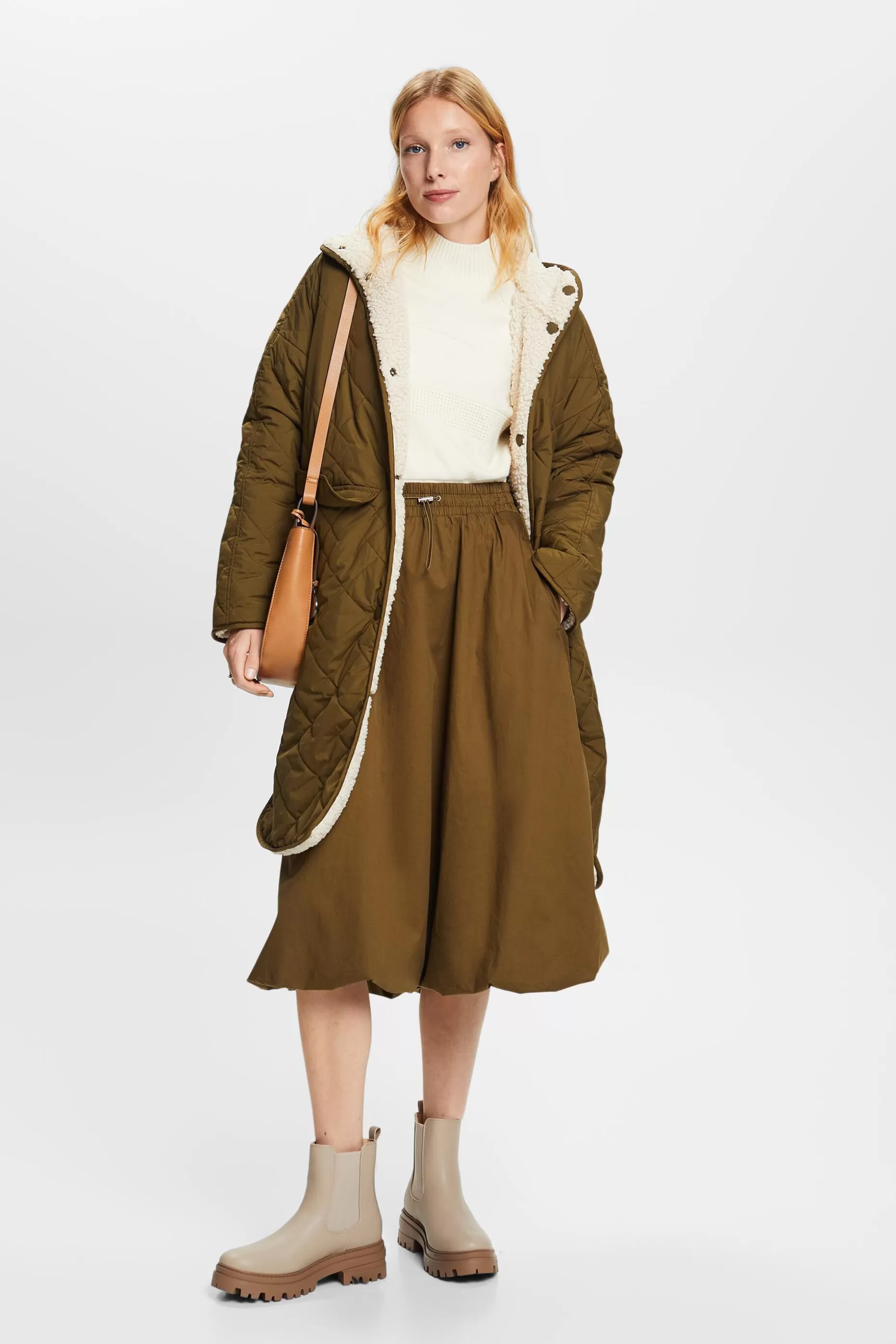 ESPRIT Drawstring Cotton-Blend Midi Skirt at our Online Shop *Women Skirts + Shorts