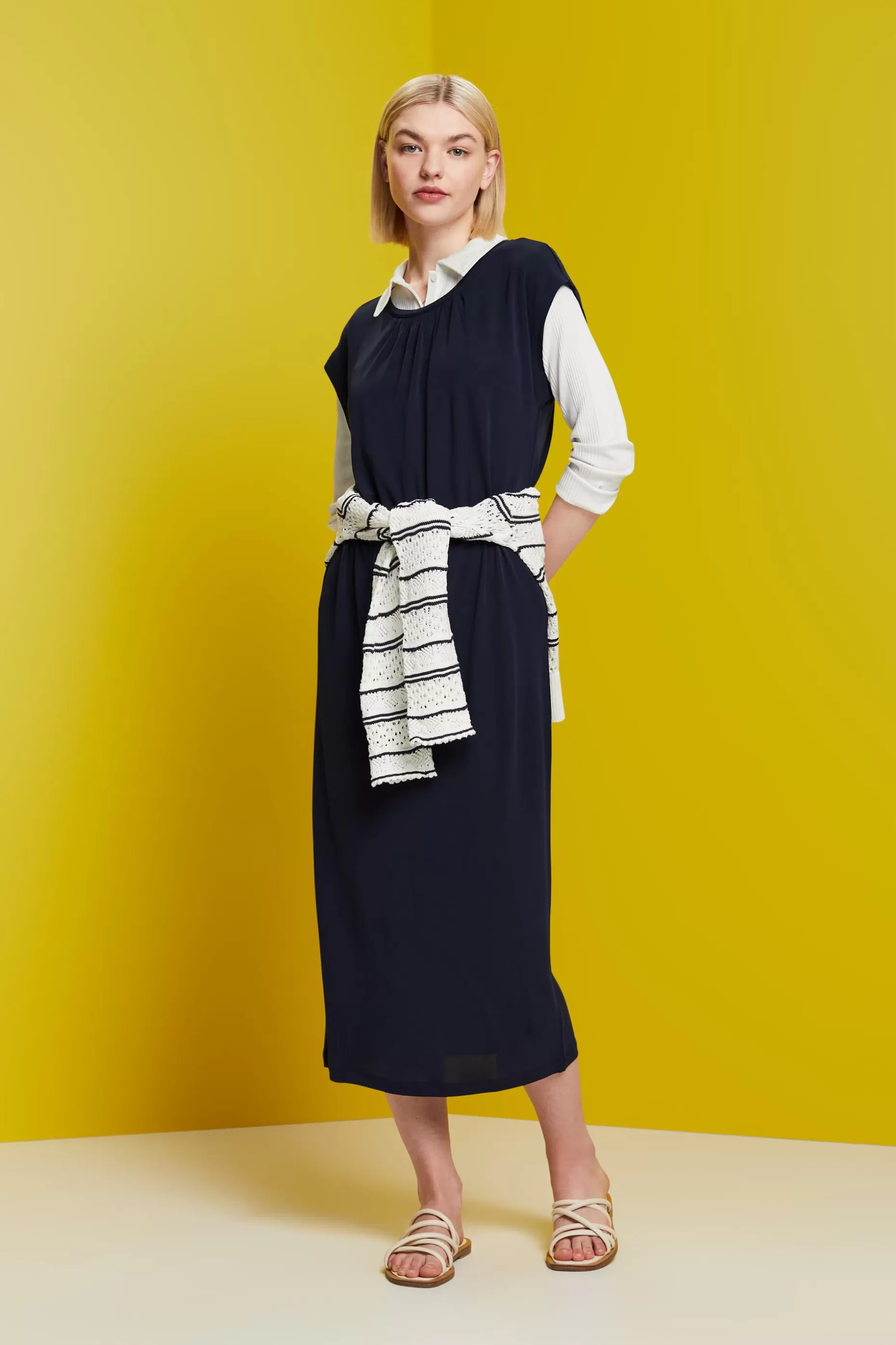 ESPRIT Drawstring Crepe Midi Dress at our Online Shop * Sale Under $50