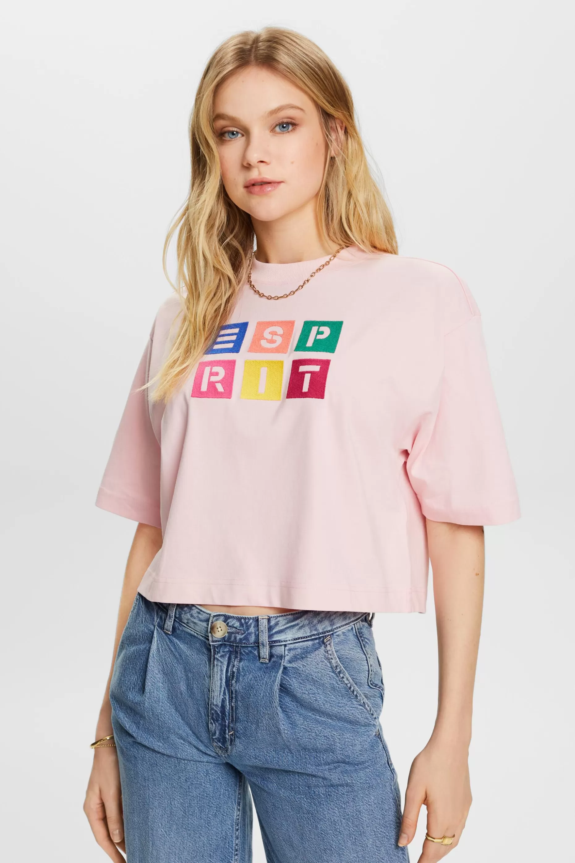 ESPRIT Embroidered Logo Cotton T-Shirt at our Online Shop *Women T-Shirts + Tops