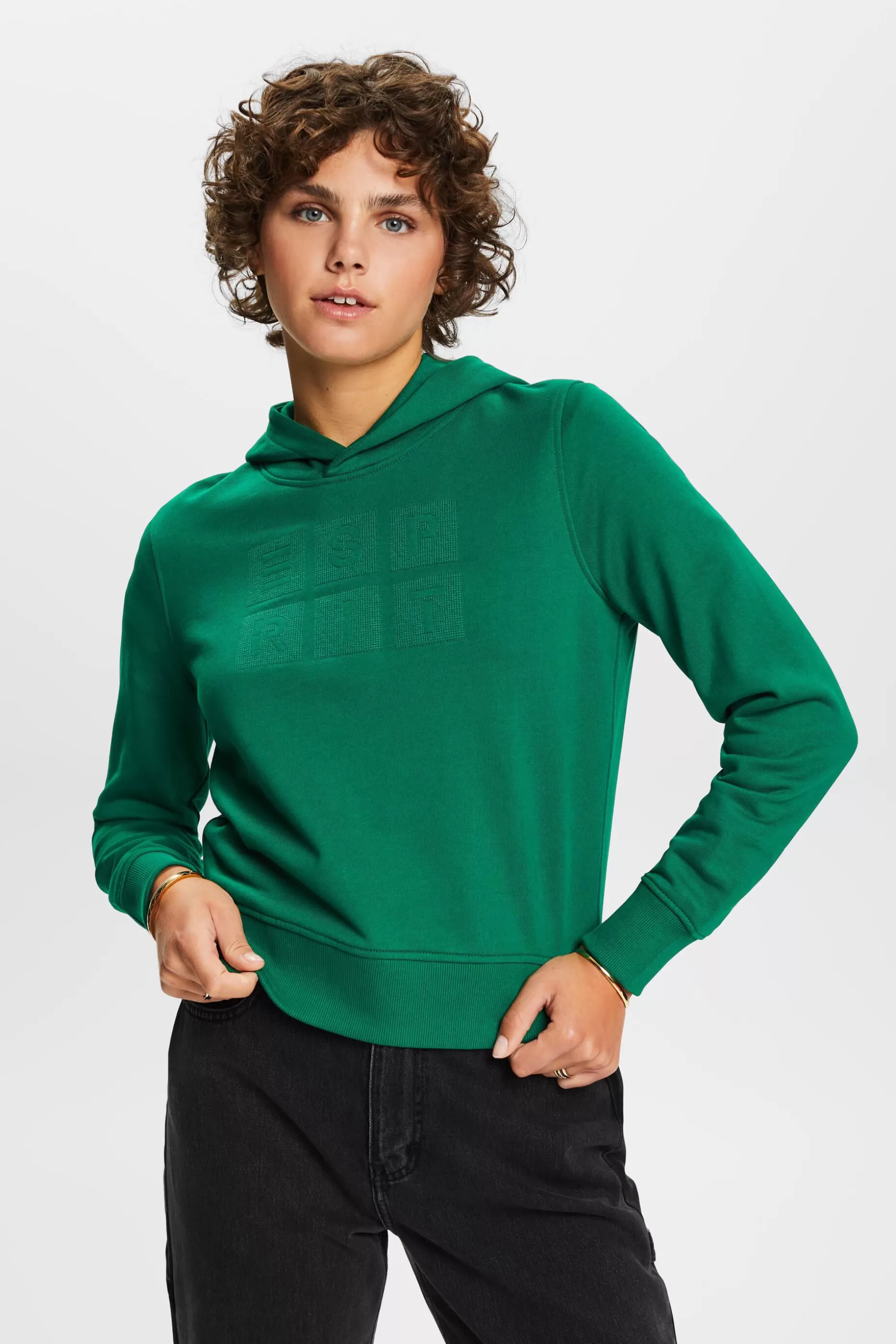 ESPRIT Embroidered logo hoodie, organic cotton at our Online Shop *Women Sweatshirts + Hoodies
