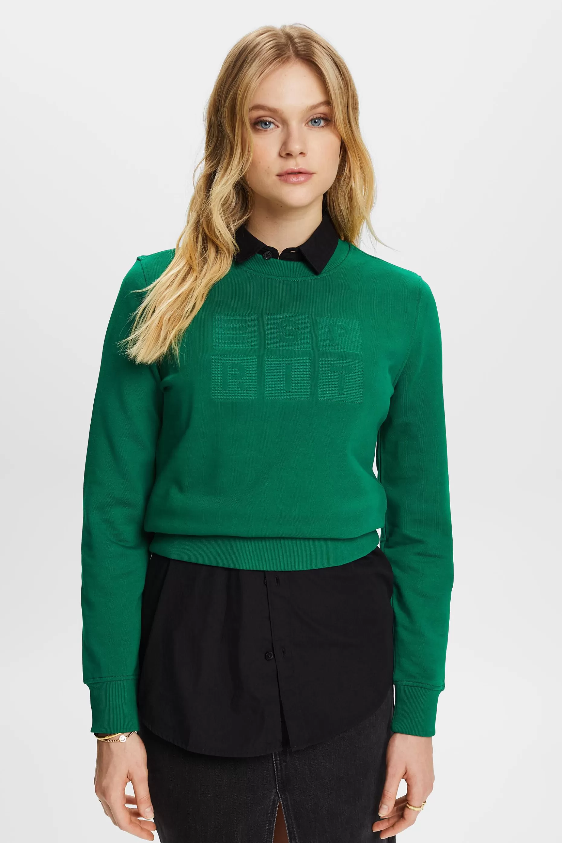ESPRIT Embroidered logo sweatshirt, organic cotton at our Online Shop *Women Tops