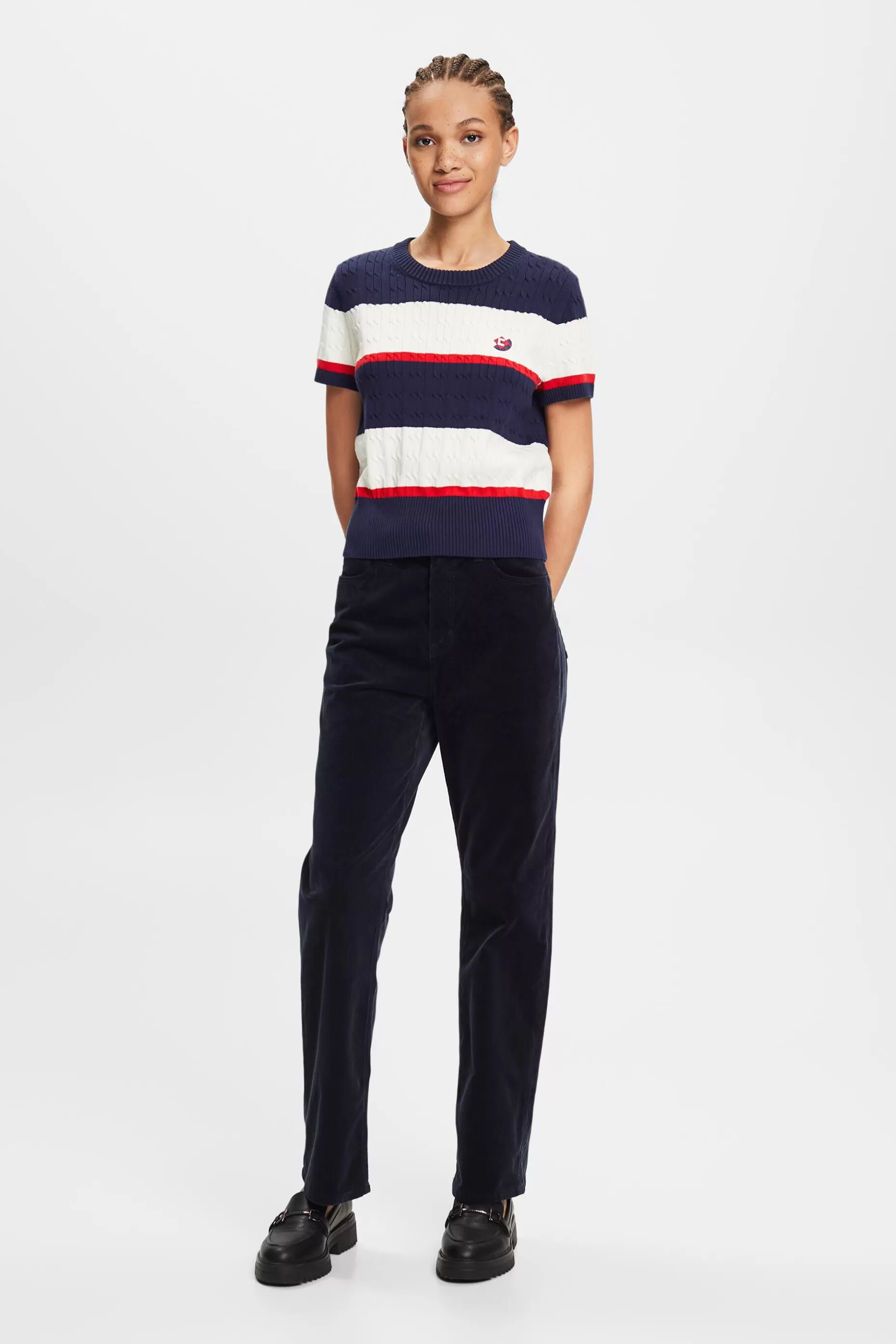 ESPRIT Embroidered Striped Cable Knit Sweater at our Online Shop *Women Tops