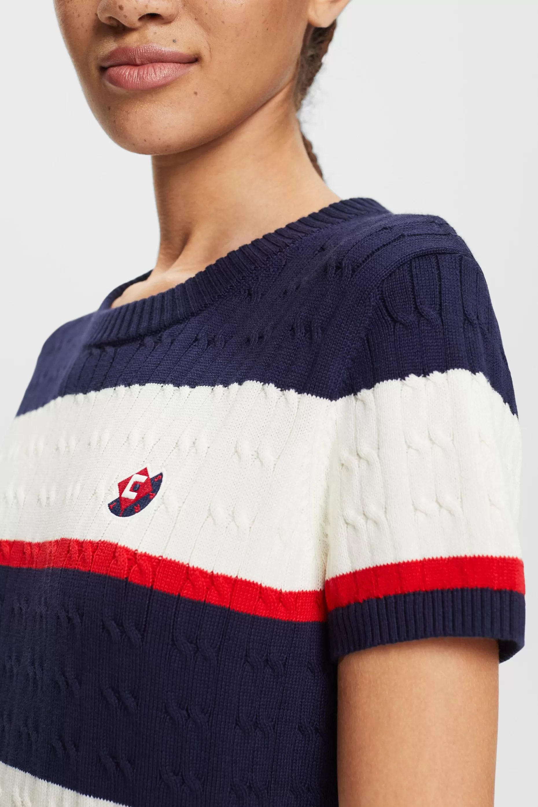 ESPRIT Embroidered Striped Cable Knit Sweater at our Online Shop *Women Tops
