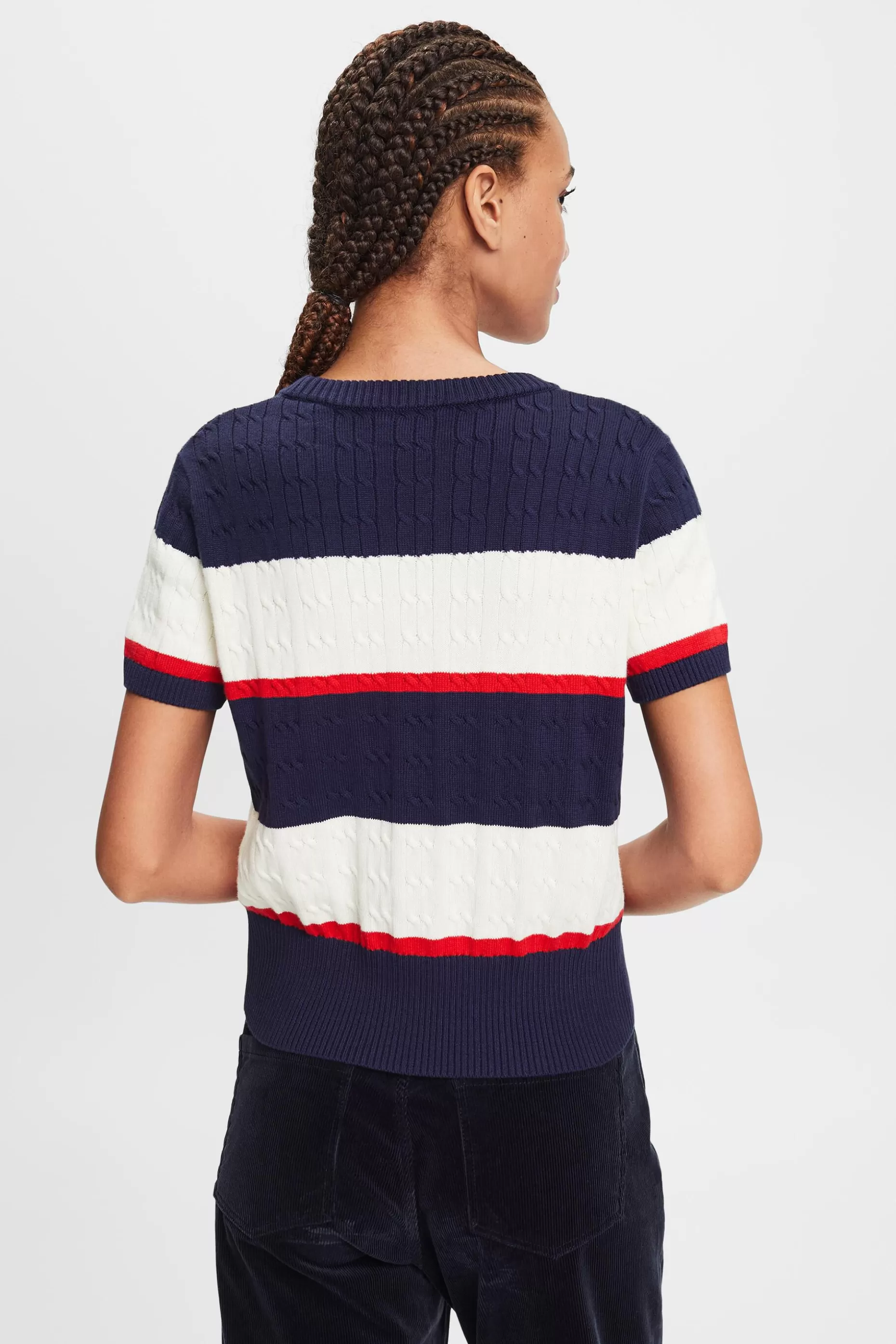 ESPRIT Embroidered Striped Cable Knit Sweater at our Online Shop *Women Tops
