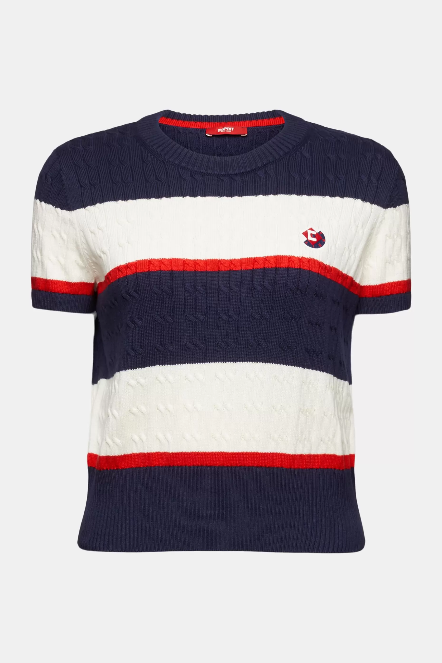 ESPRIT Embroidered Striped Cable Knit Sweater at our Online Shop *Women Tops