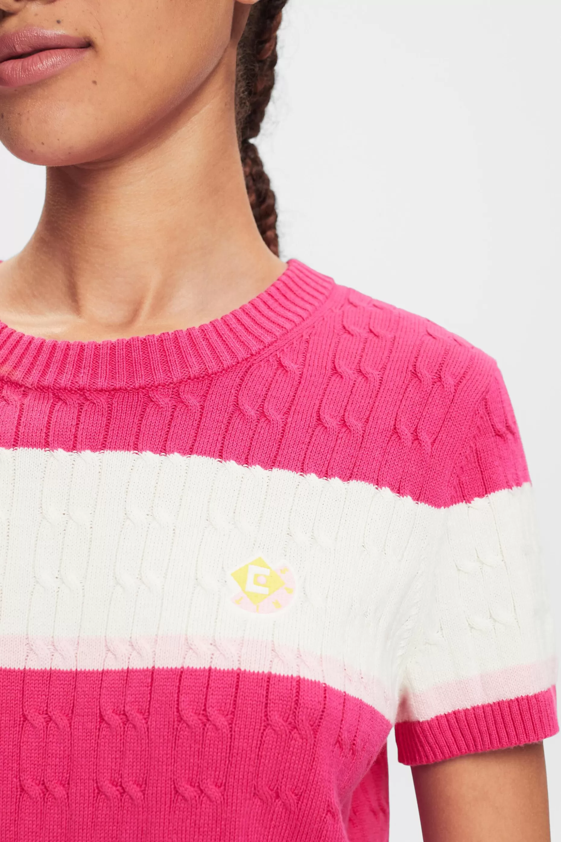 ESPRIT Embroidered Striped Cable Knit Sweater at our Online Shop *Women Sweaters