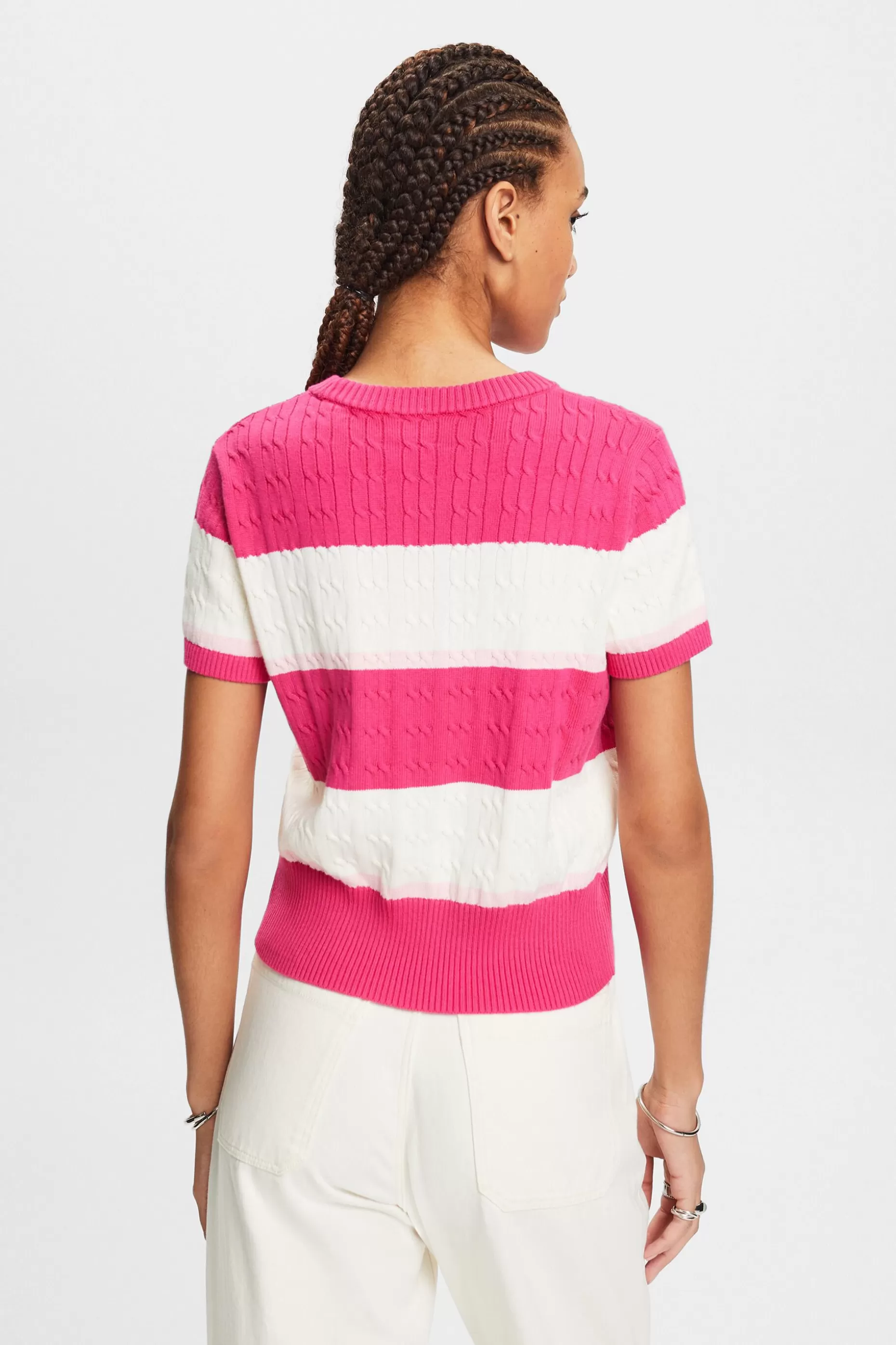 ESPRIT Embroidered Striped Cable Knit Sweater at our Online Shop *Women Sweaters