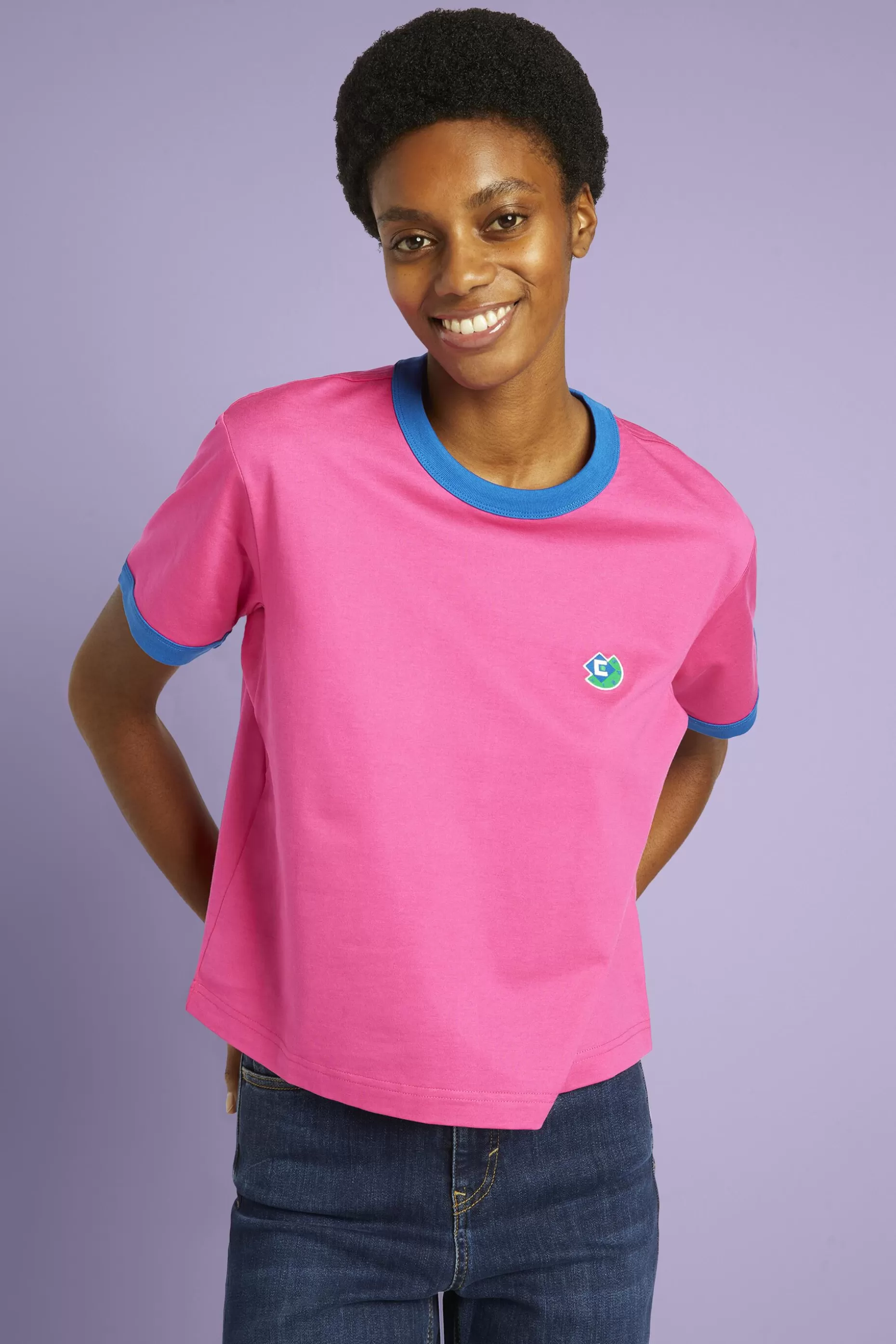 ESPRIT Embroidered Two-Tone Cotton-Modal T-Shirt at our Online Shop *Women T-Shirts + Tops