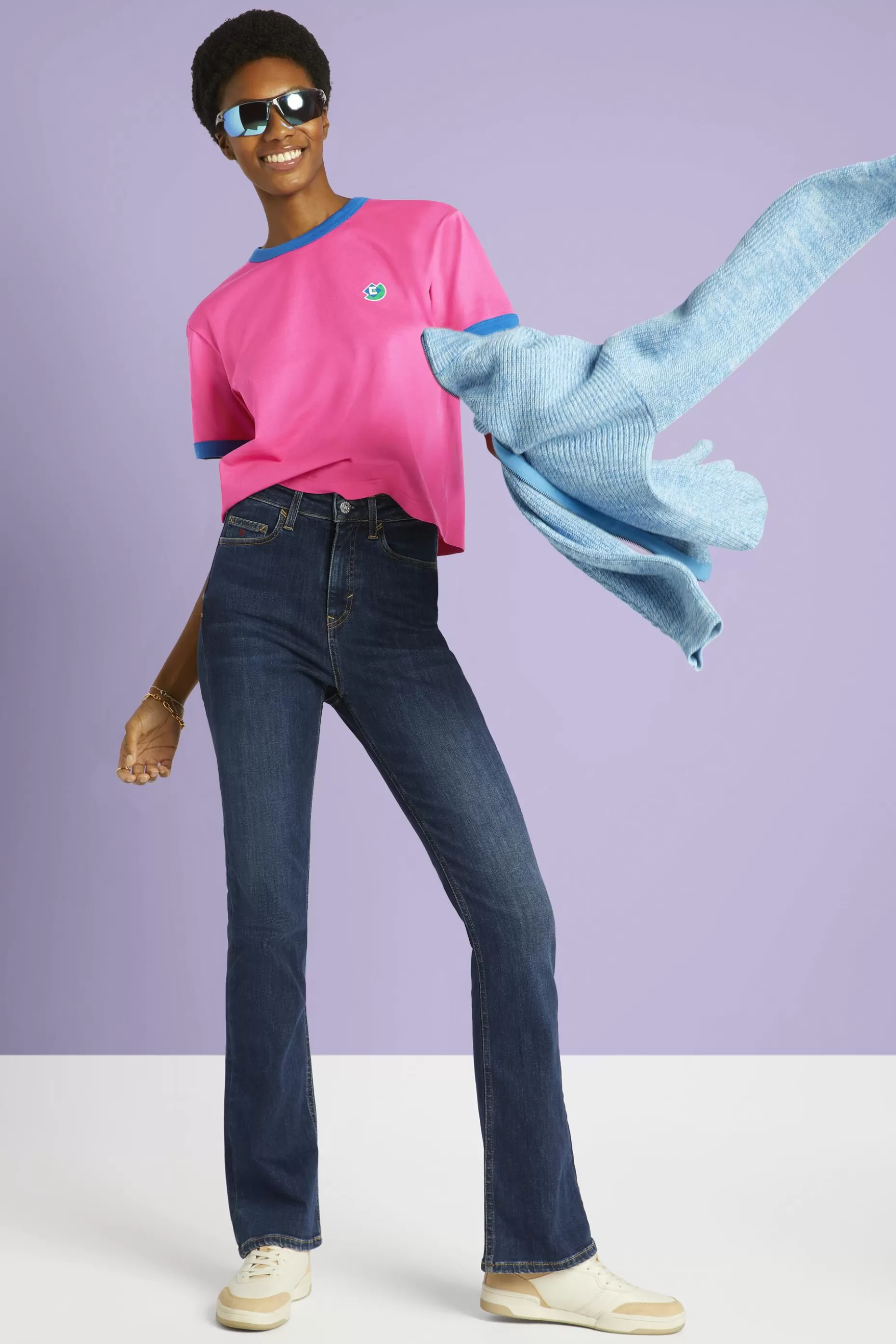 ESPRIT Embroidered Two-Tone Cotton-Modal T-Shirt at our Online Shop *Women T-Shirts + Tops