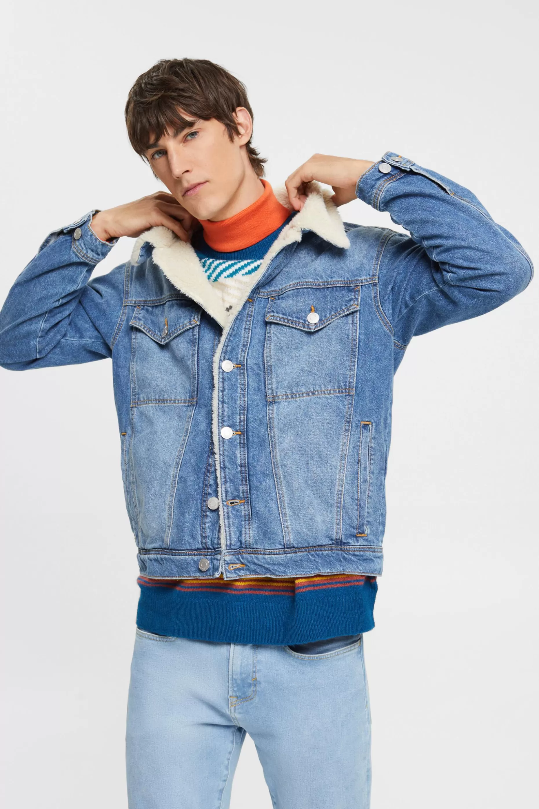 ESPRIT Faux Fur Denim Jacket at our Online Shop *Men Jackets + Coats