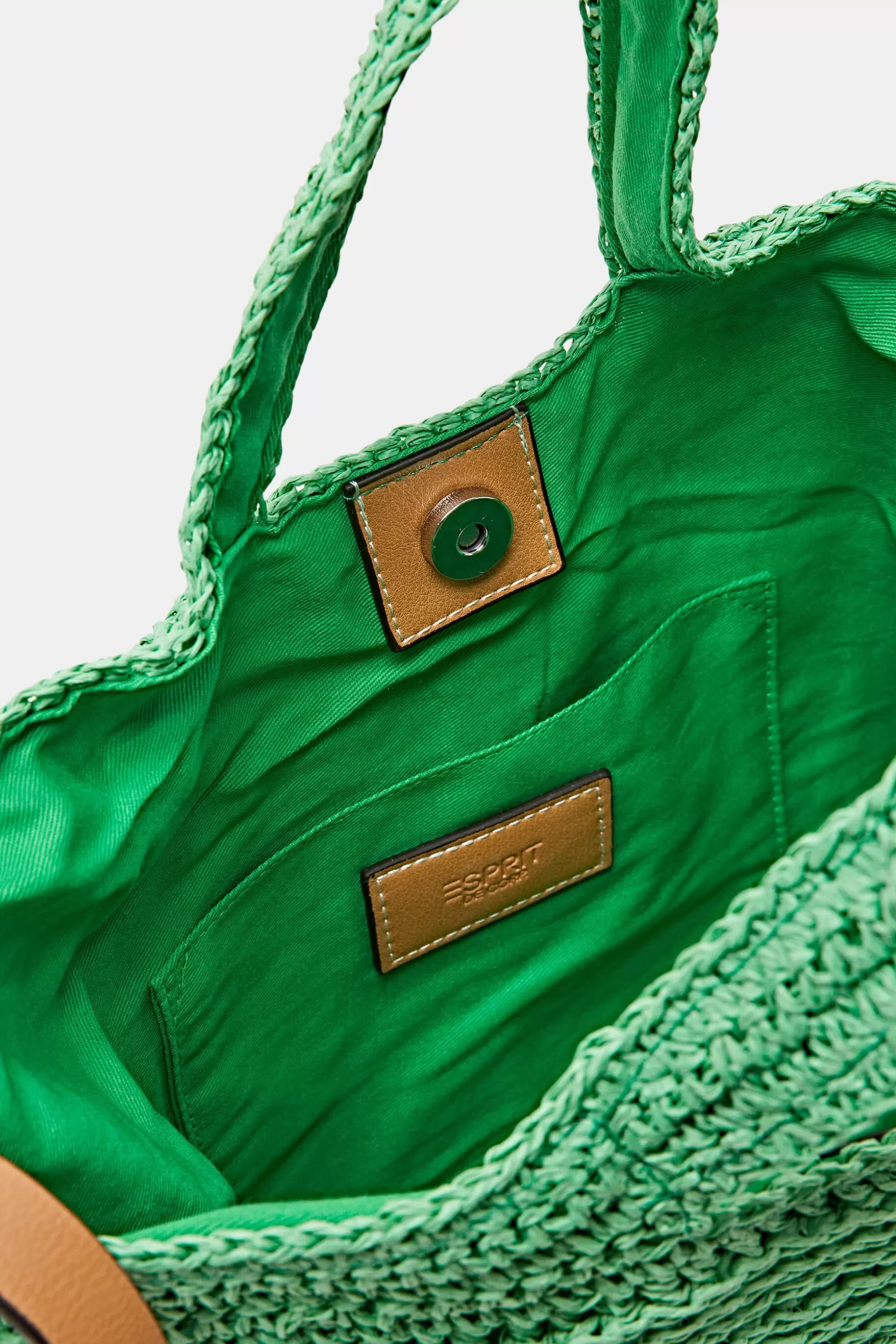 ESPRIT Faux Leather Trim Woven Raffia Bag at our Online Shop *Women Bags