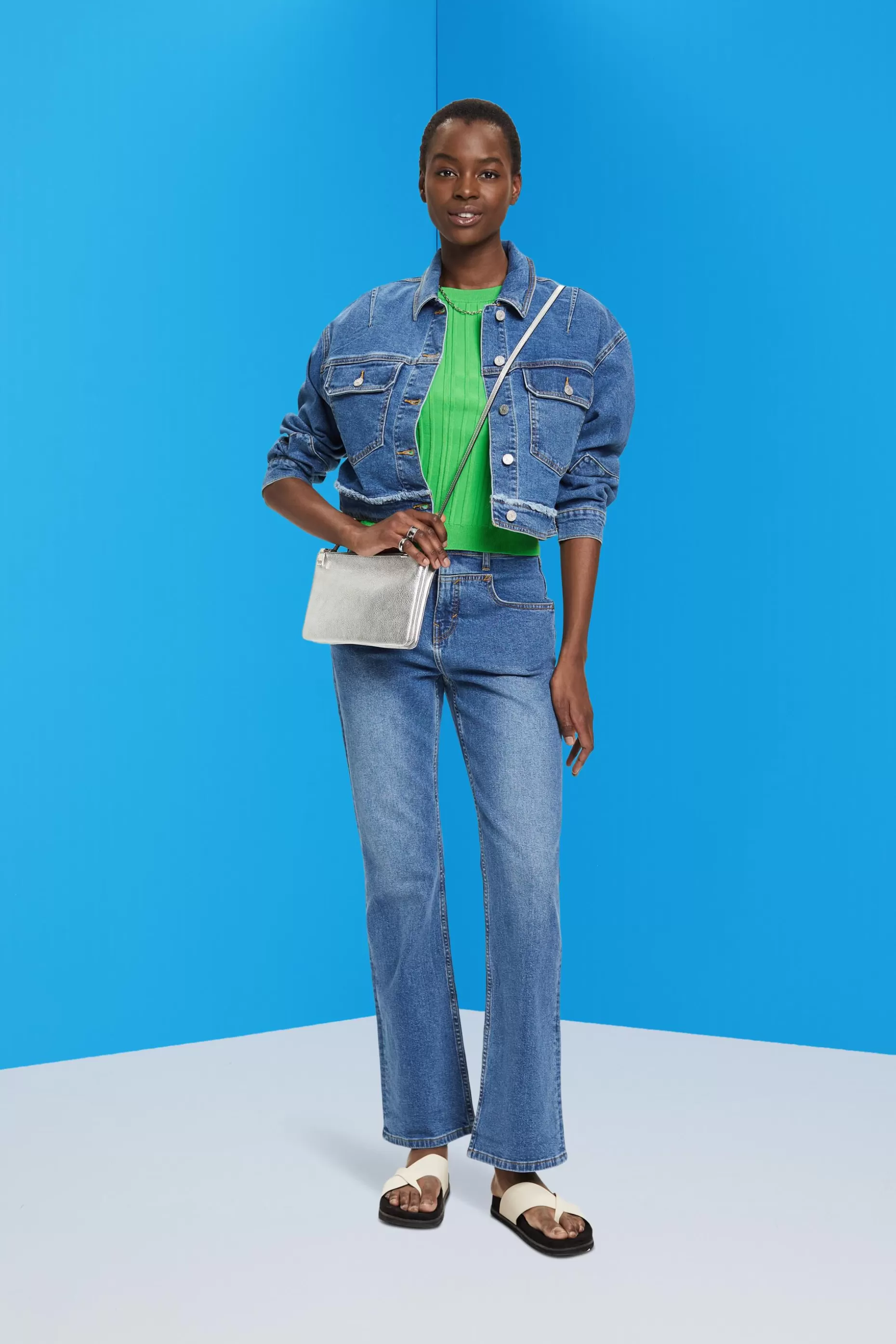 ESPRIT Frayed Cropped Denim Jacket at our Online Shop * Sale Under $50