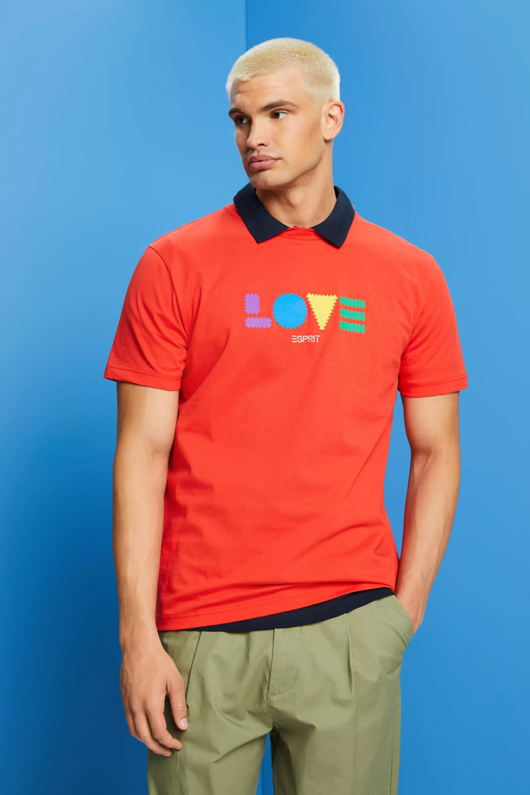 ESPRIT Geometric Print Organic Cotton T-Shirt at our Online Shop *Men T-Shirts + Polos