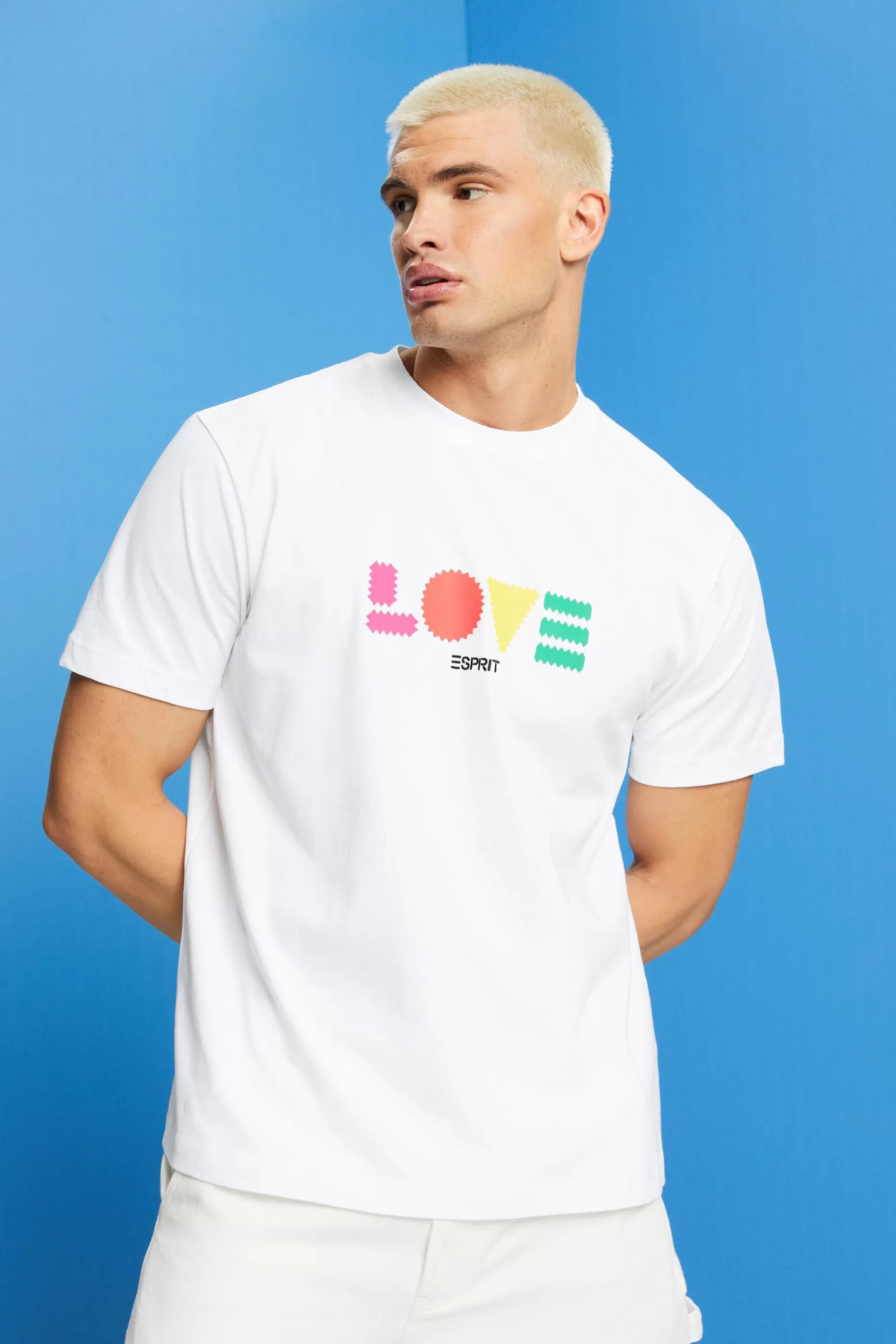 ESPRIT Geometric Print Organic Cotton T-Shirt at our Online Shop *Men T-Shirts + Polos