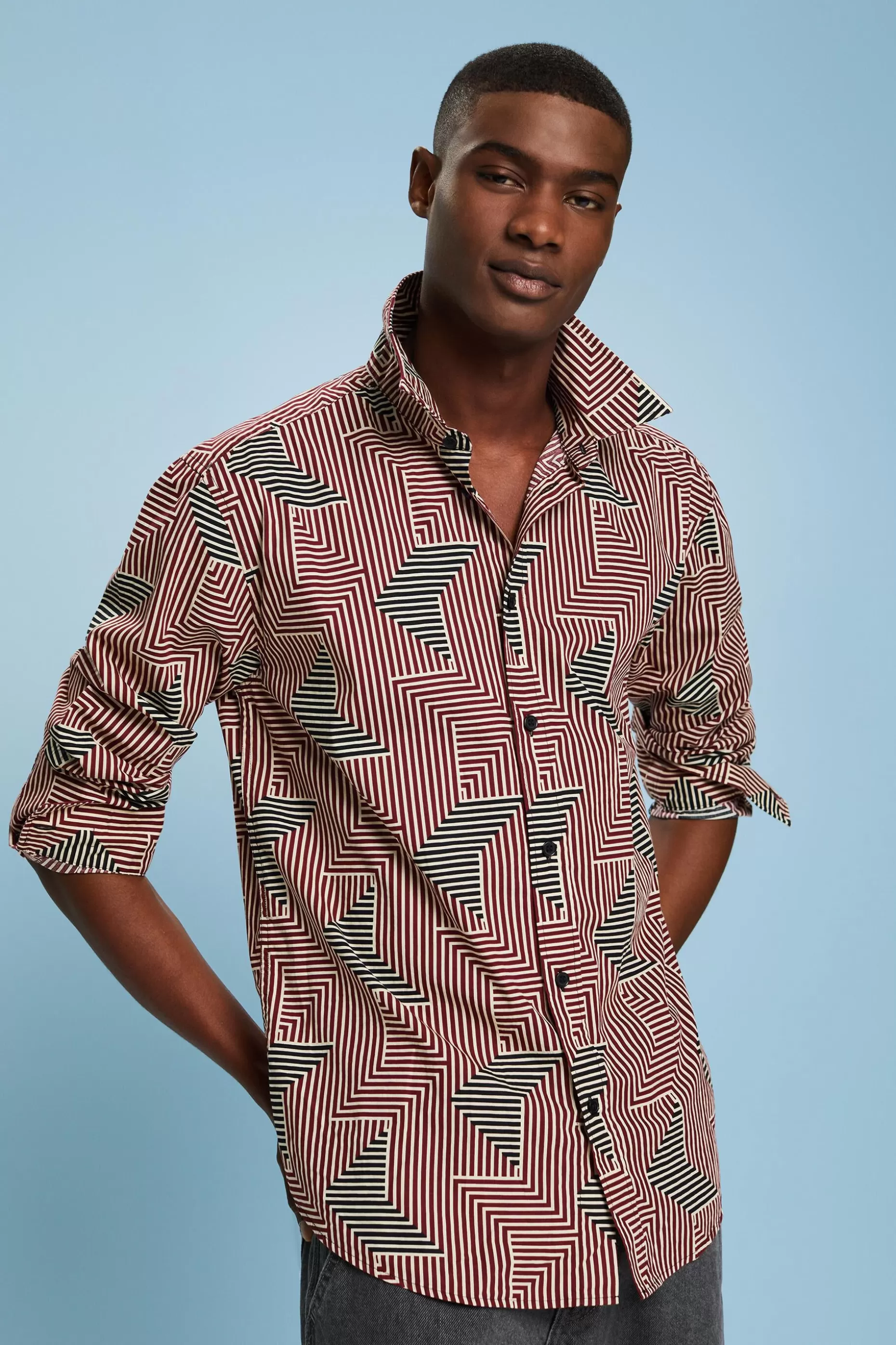 ESPRIT Geometric Print Regular Fit Shirt at our Online Shop *Men Shirts