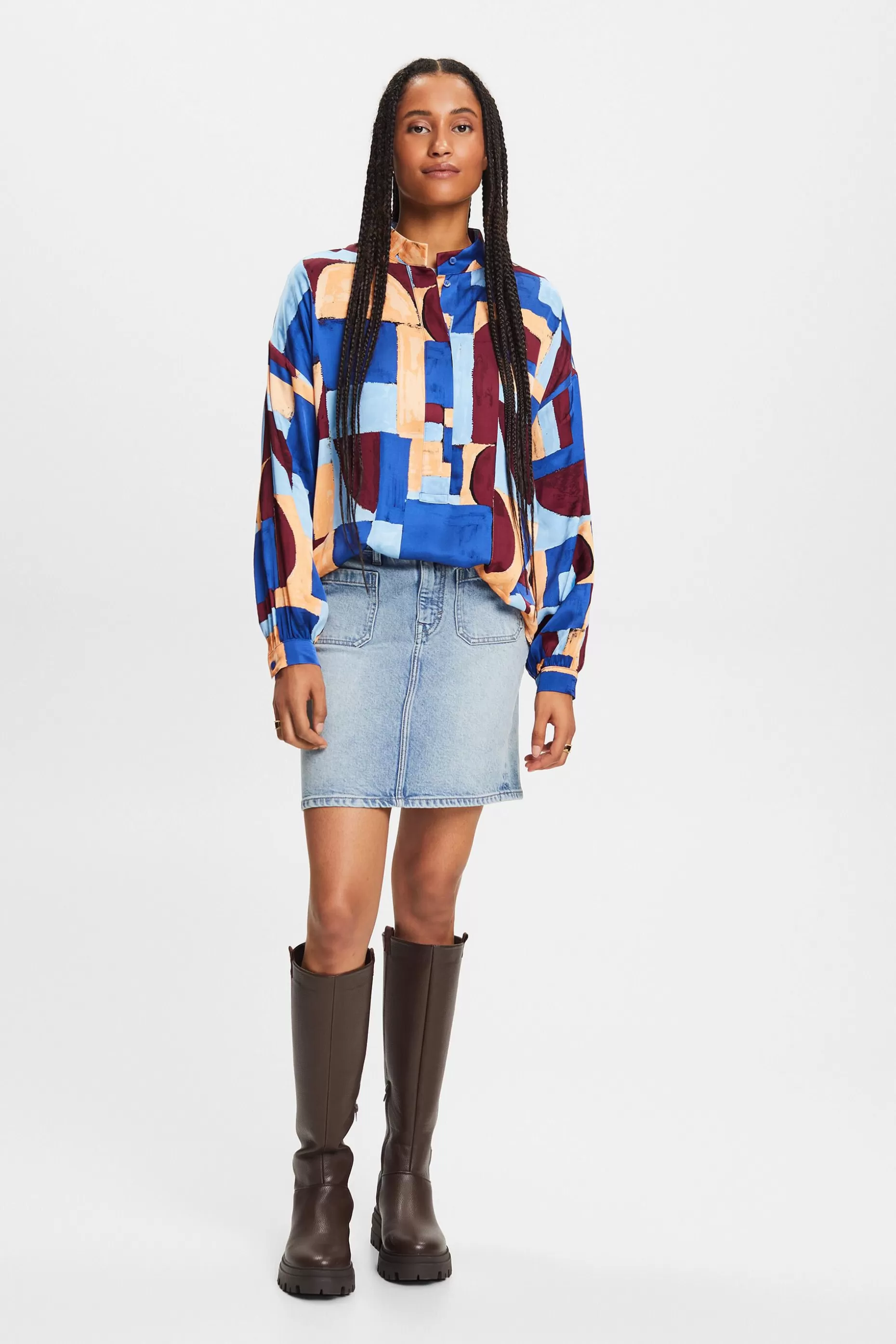 ESPRIT Geometric Print Satin Blouse at our Online Shop *Women Shirts + Blouses
