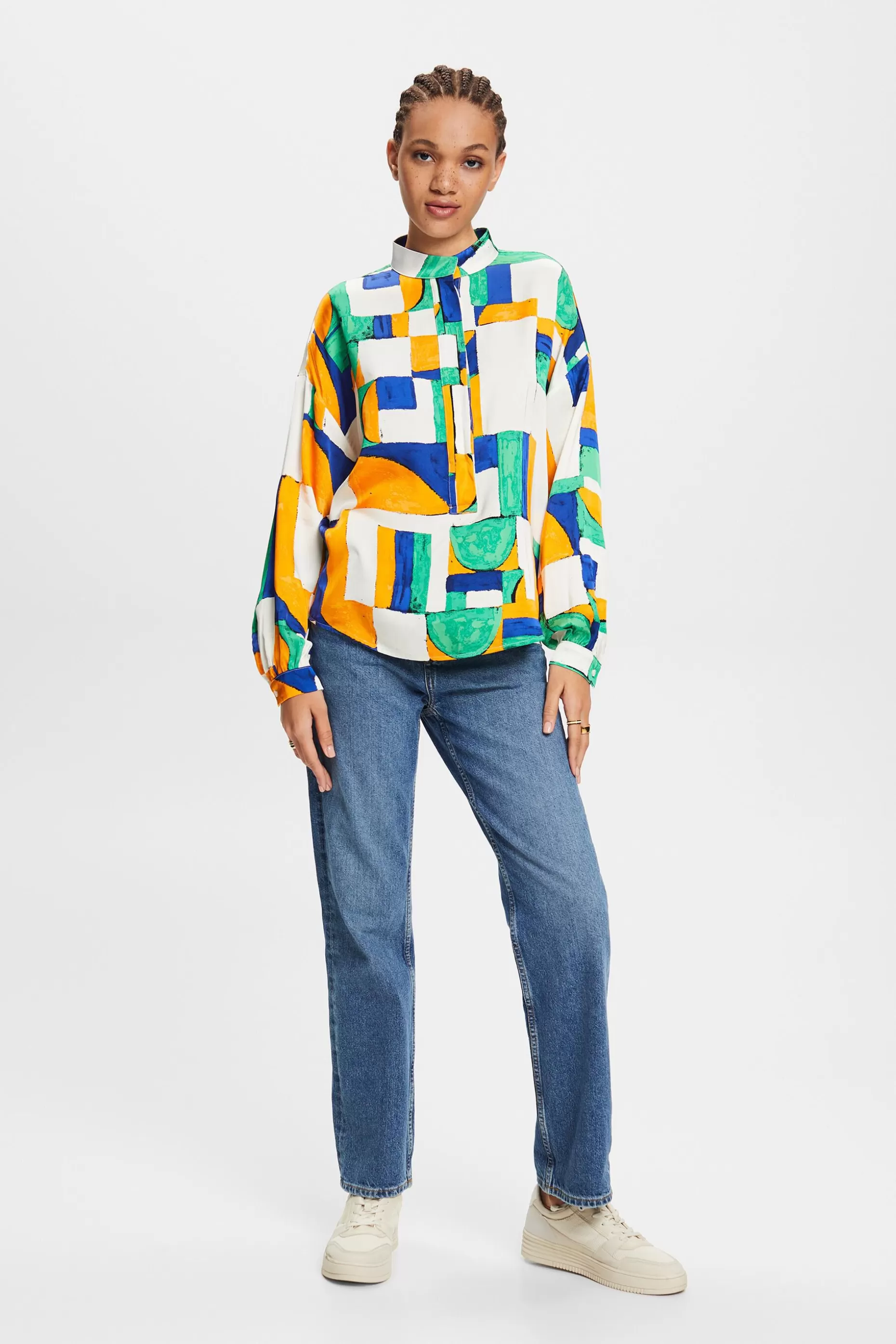 ESPRIT Geometric Print Satin Blouse at our Online Shop *Women Shirts + Blouses