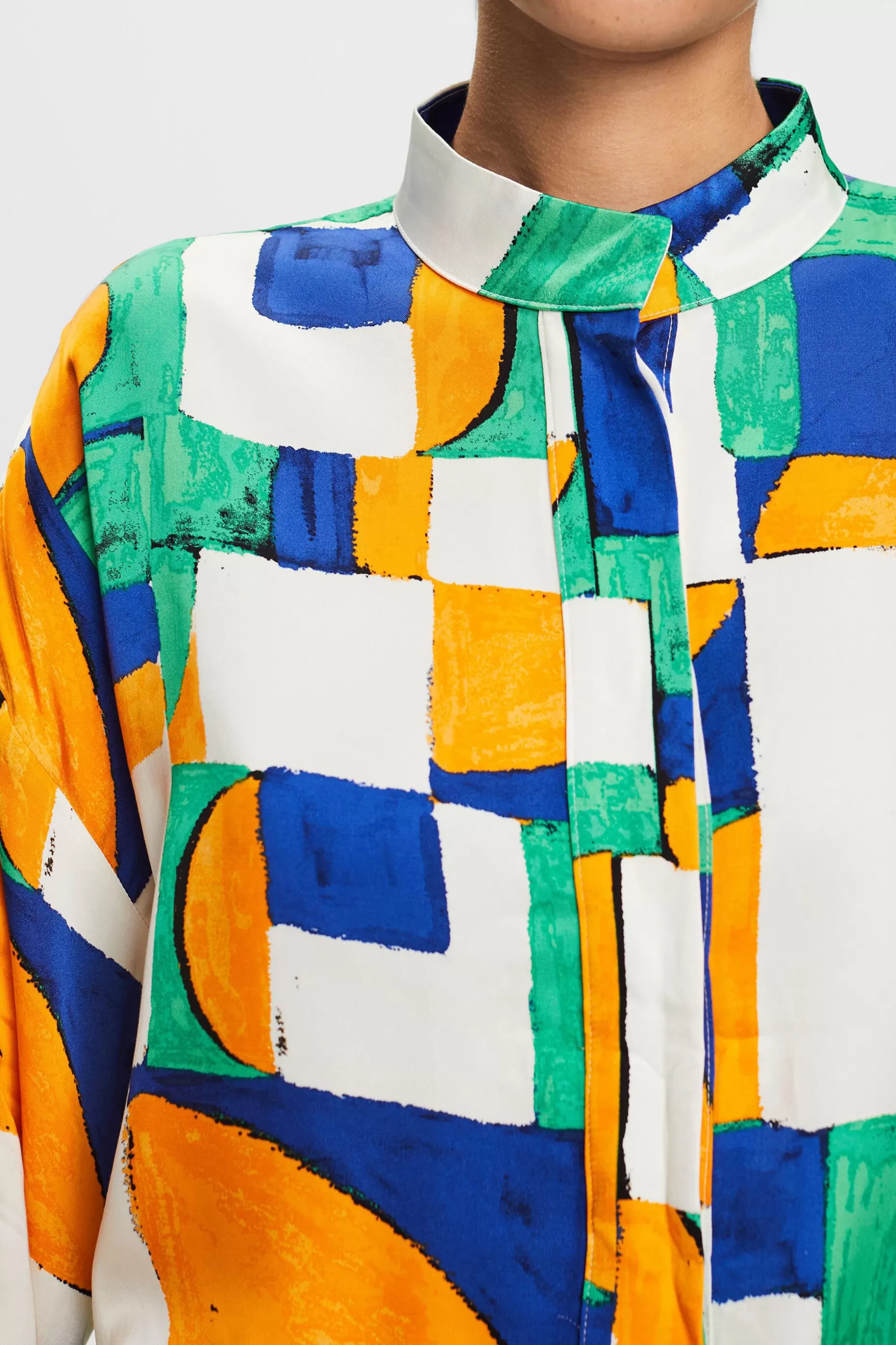 ESPRIT Geometric Print Satin Blouse at our Online Shop *Women Shirts + Blouses