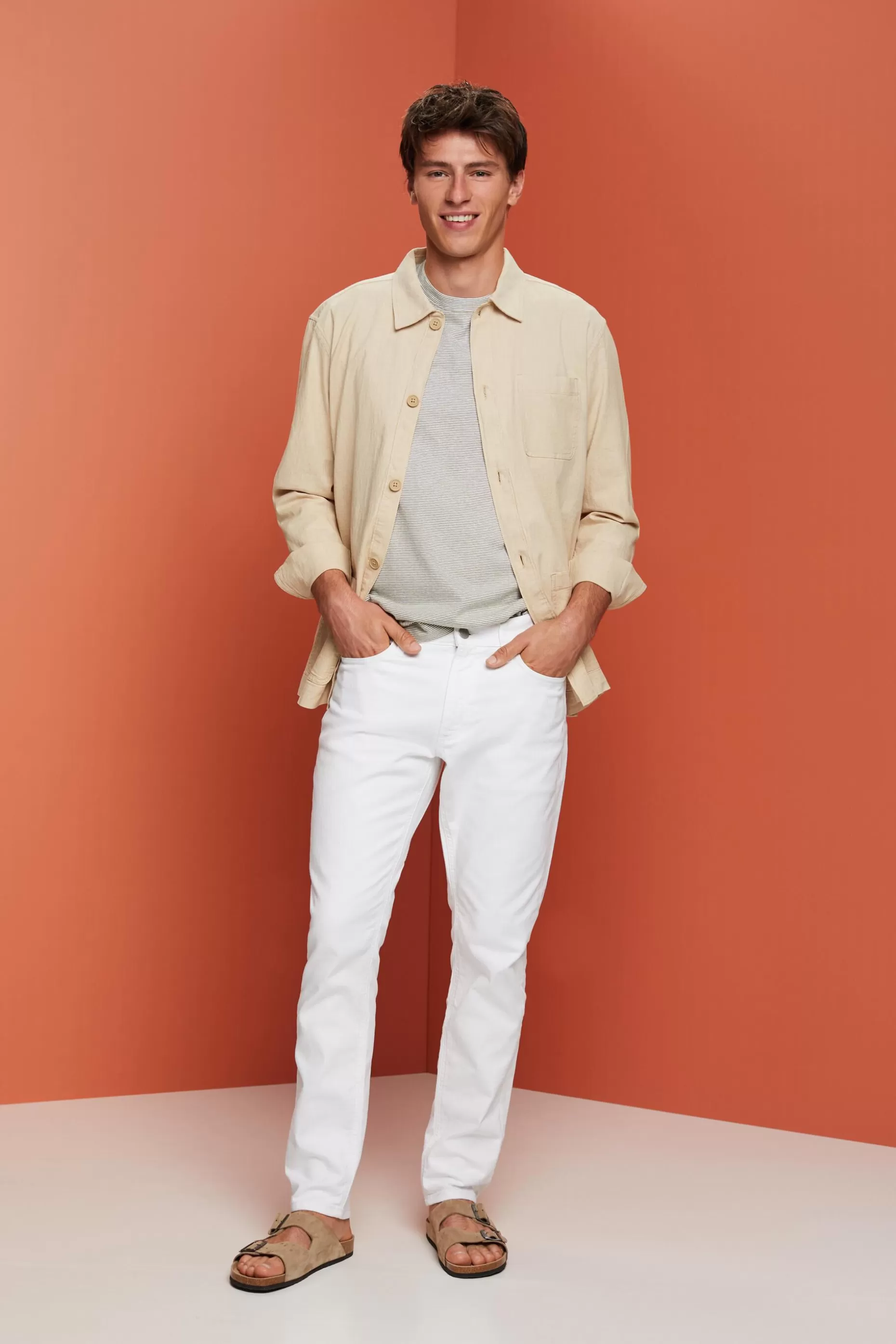 ESPRIT Herringbone shirt, linen blend at our Online Shop *Men Shirts
