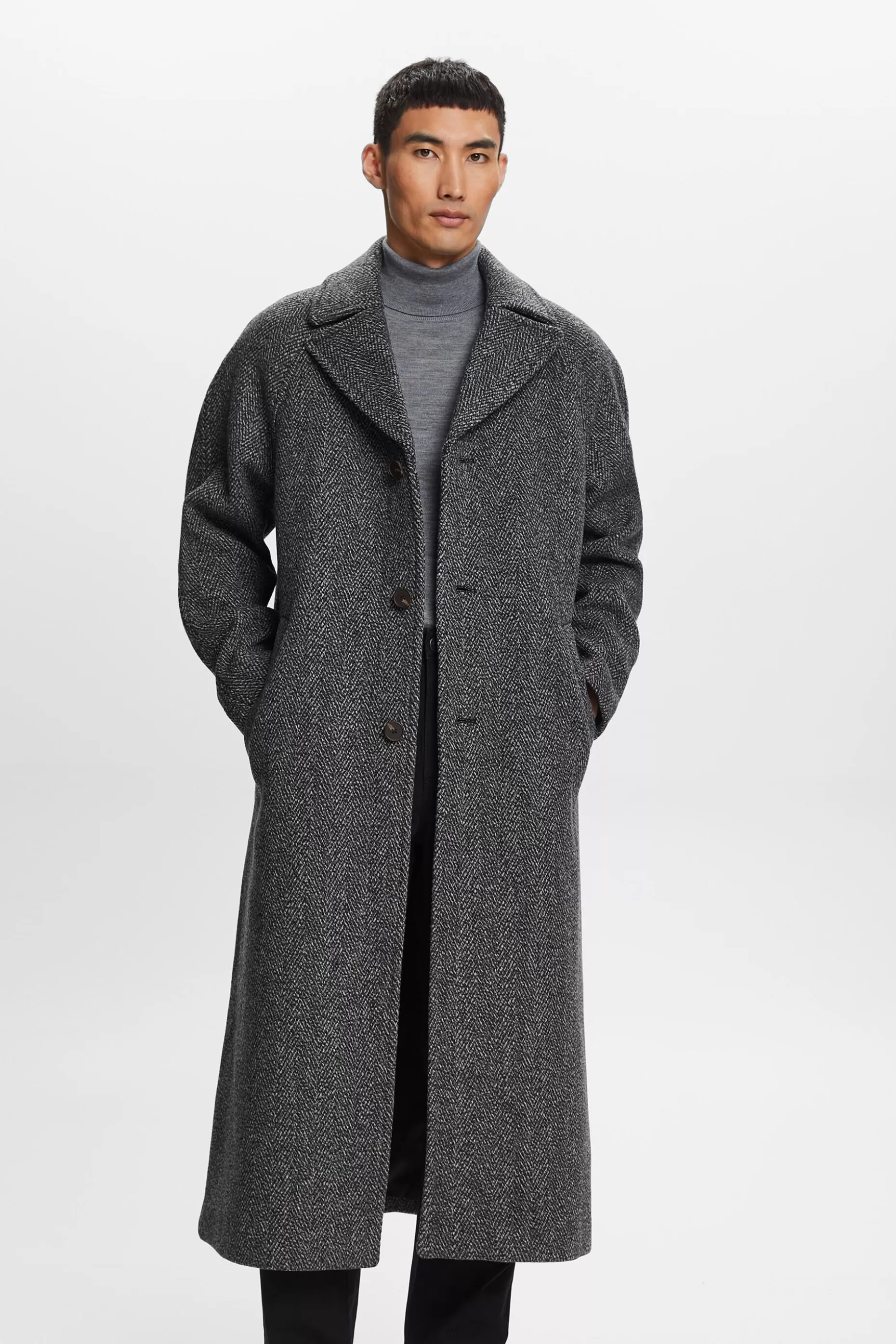 ESPRIT Herringbone Wool-Blend Coat at our Online Shop *Men Jackets + Coats