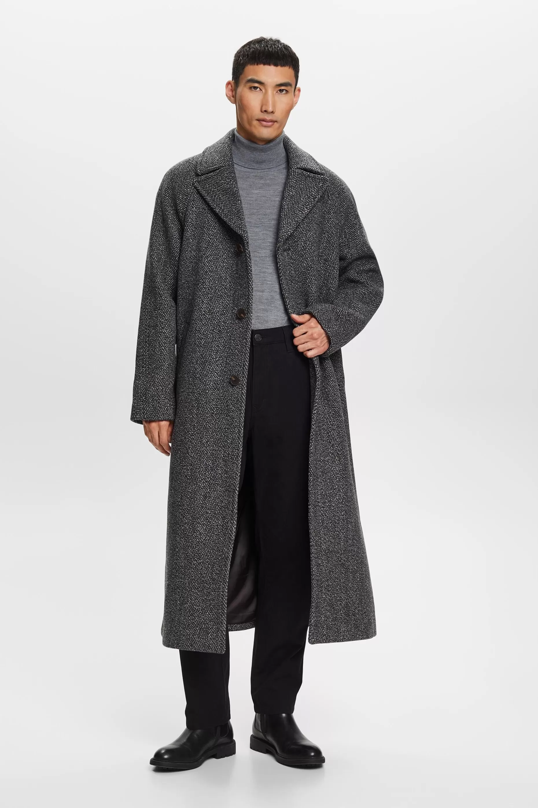 ESPRIT Herringbone Wool-Blend Coat at our Online Shop *Men Jackets + Coats