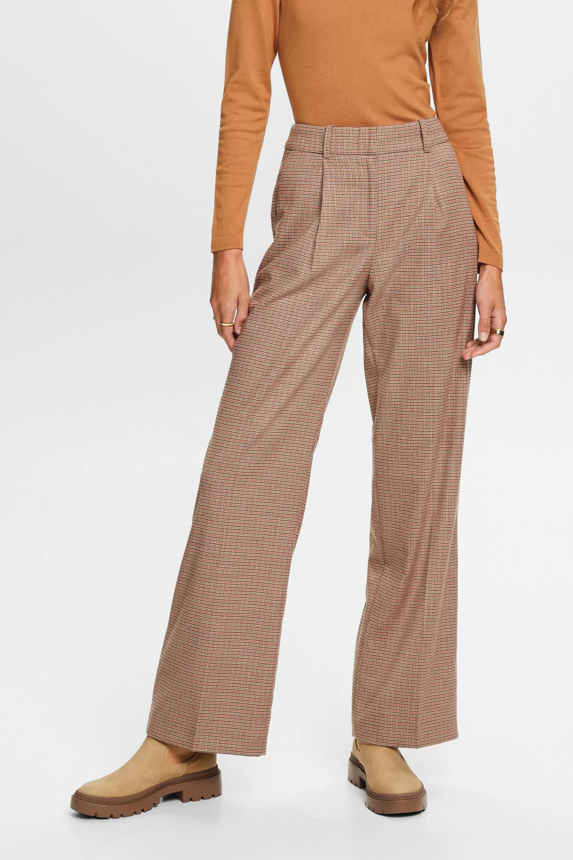 ESPRIT High-Rise Houndstooth Trousers at our Online Shop *Women Pants + Joggers