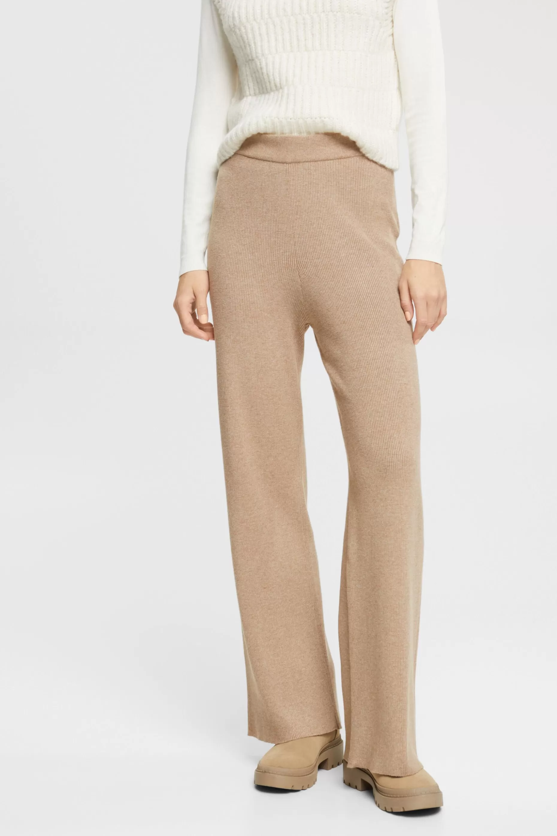 ESPRIT High-rise rib knit trousers at our Online Shop *Women Pants + Joggers