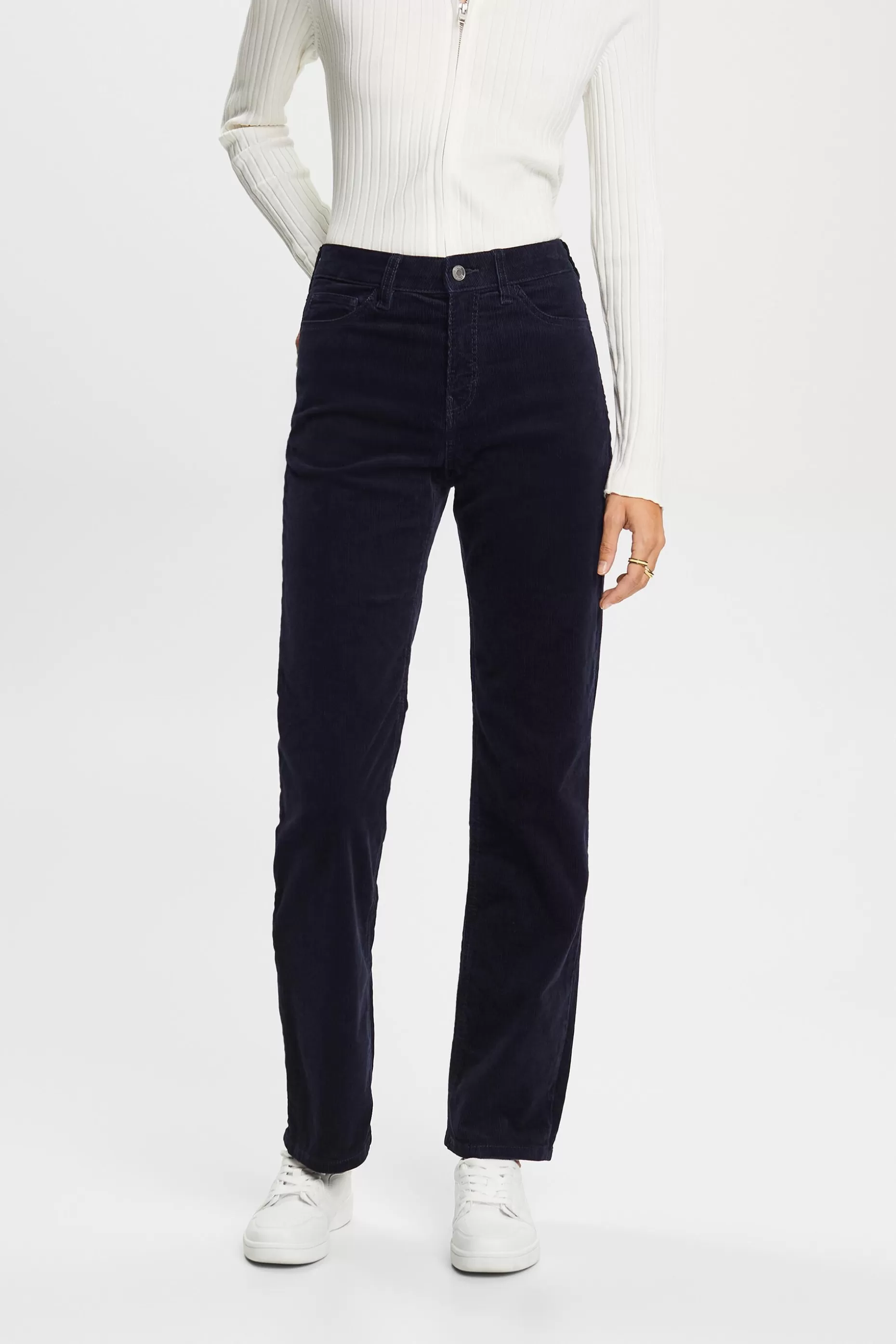 ESPRIT High-Rise Straight Fit Corduroy Trousers at our Online Shop *Women Pants + Joggers