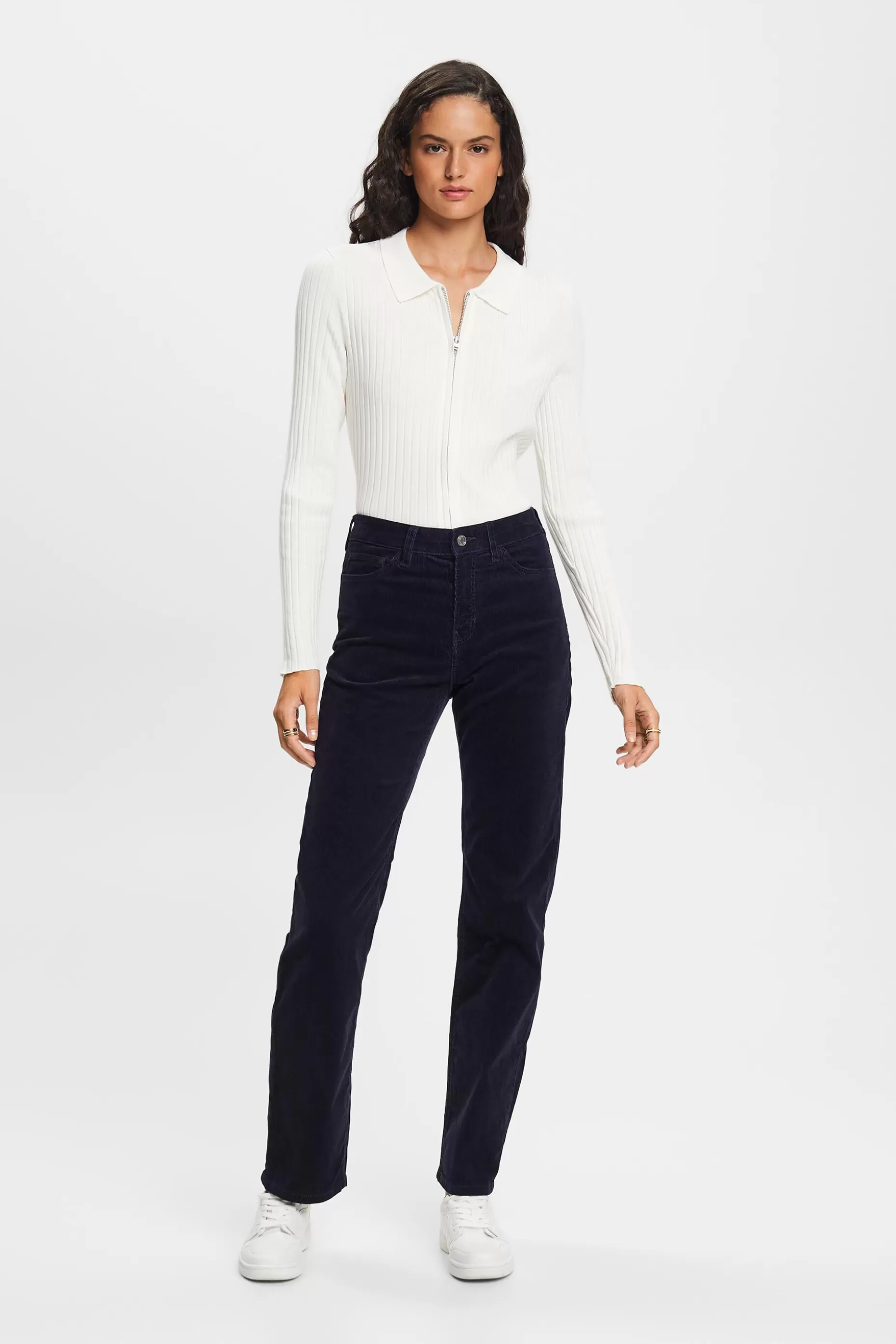 ESPRIT High-Rise Straight Fit Corduroy Trousers at our Online Shop *Women Pants + Joggers
