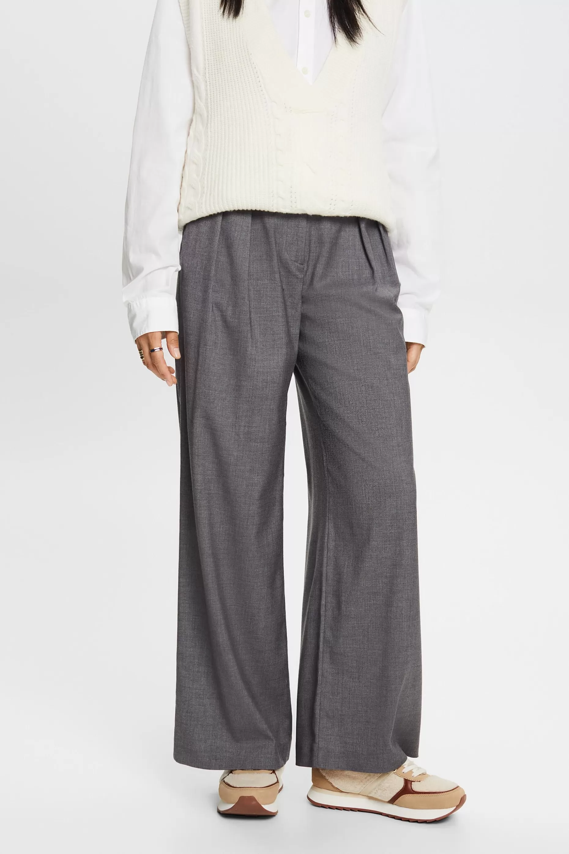 ESPRIT High-Rise Wide Leg Pleated Trousers at our Online Shop *Women Bottoms