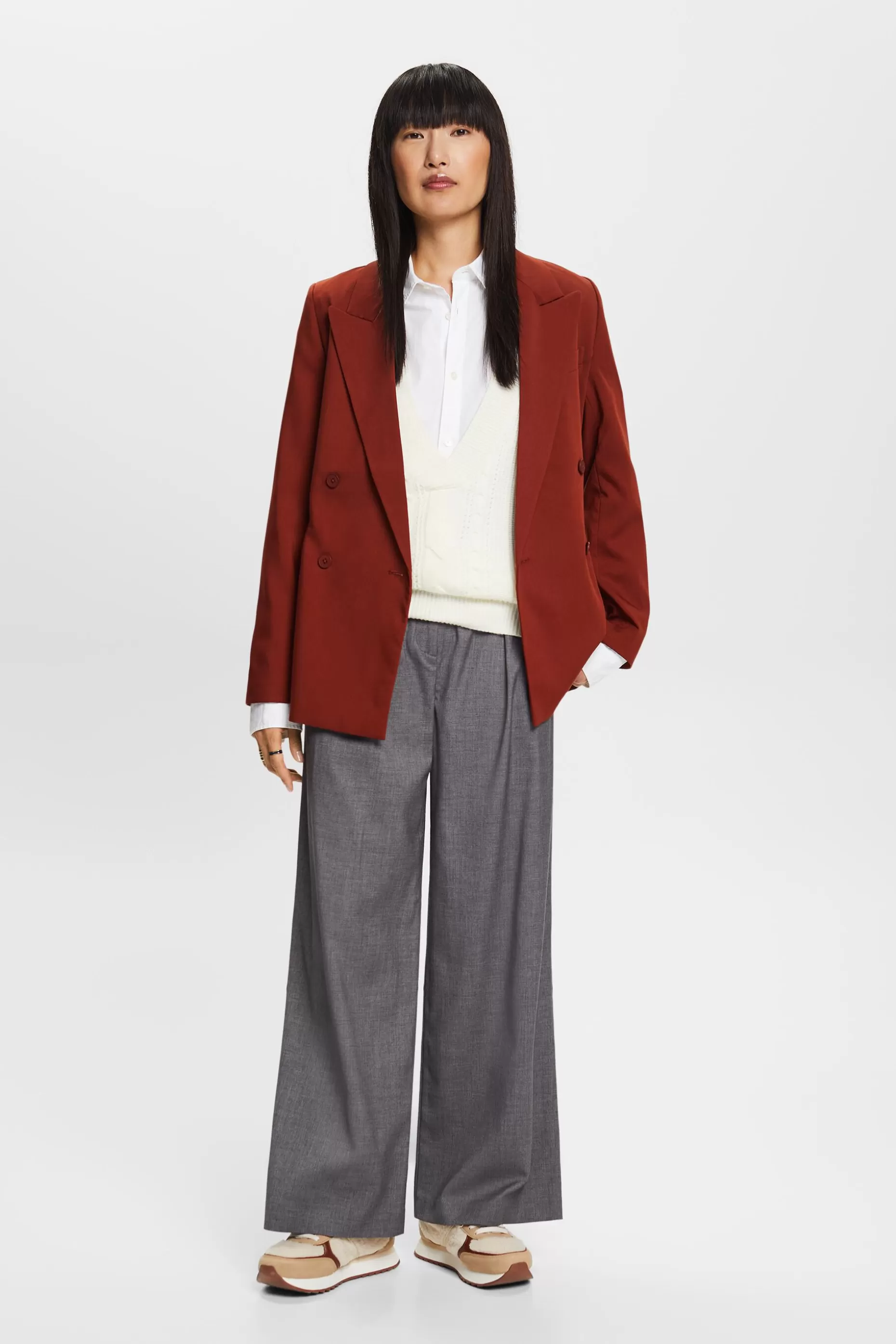 ESPRIT High-Rise Wide Leg Pleated Trousers at our Online Shop *Women Bottoms