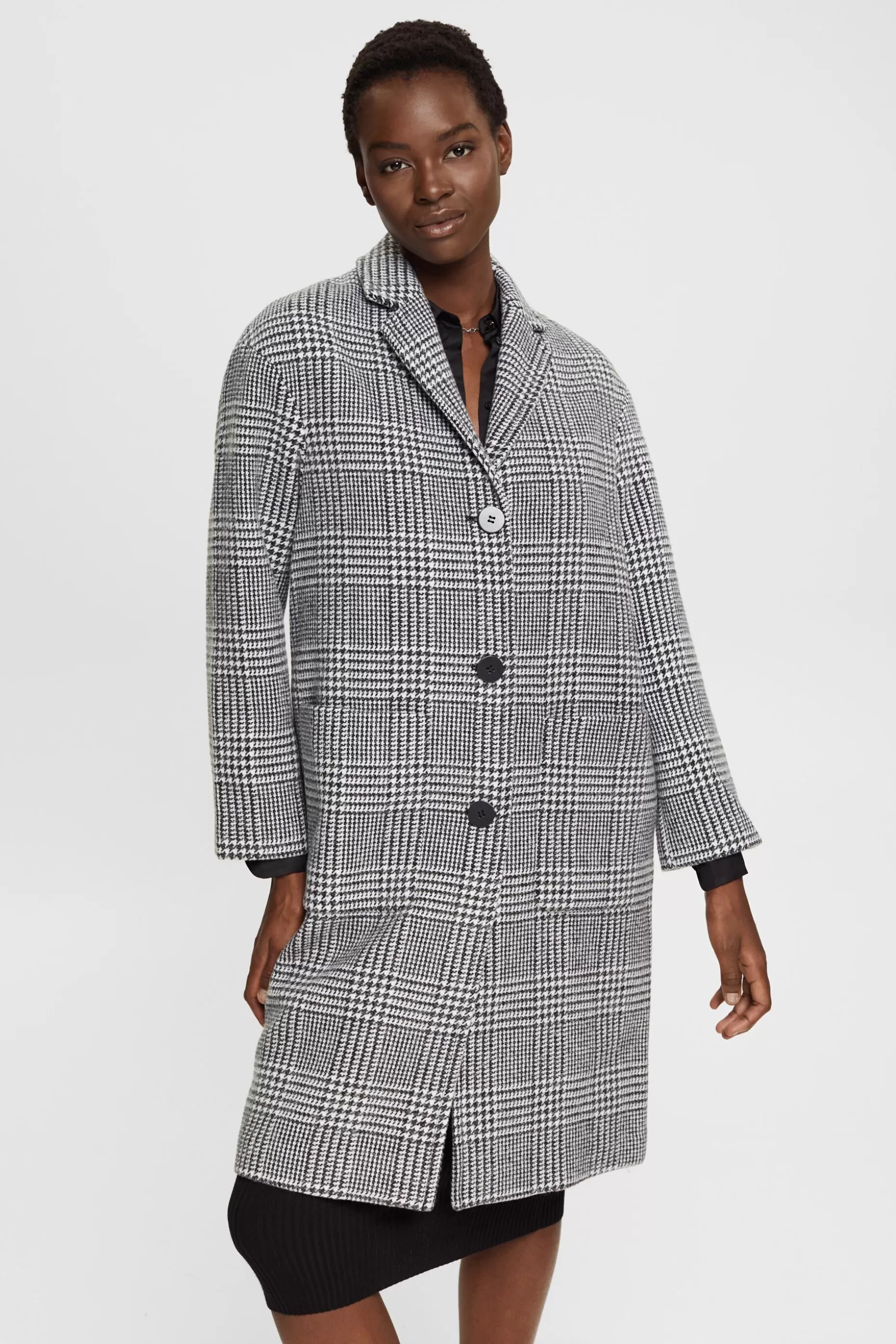 ESPRIT Houndstooth Check Coat at our Online Shop *Women Jackets + Coats