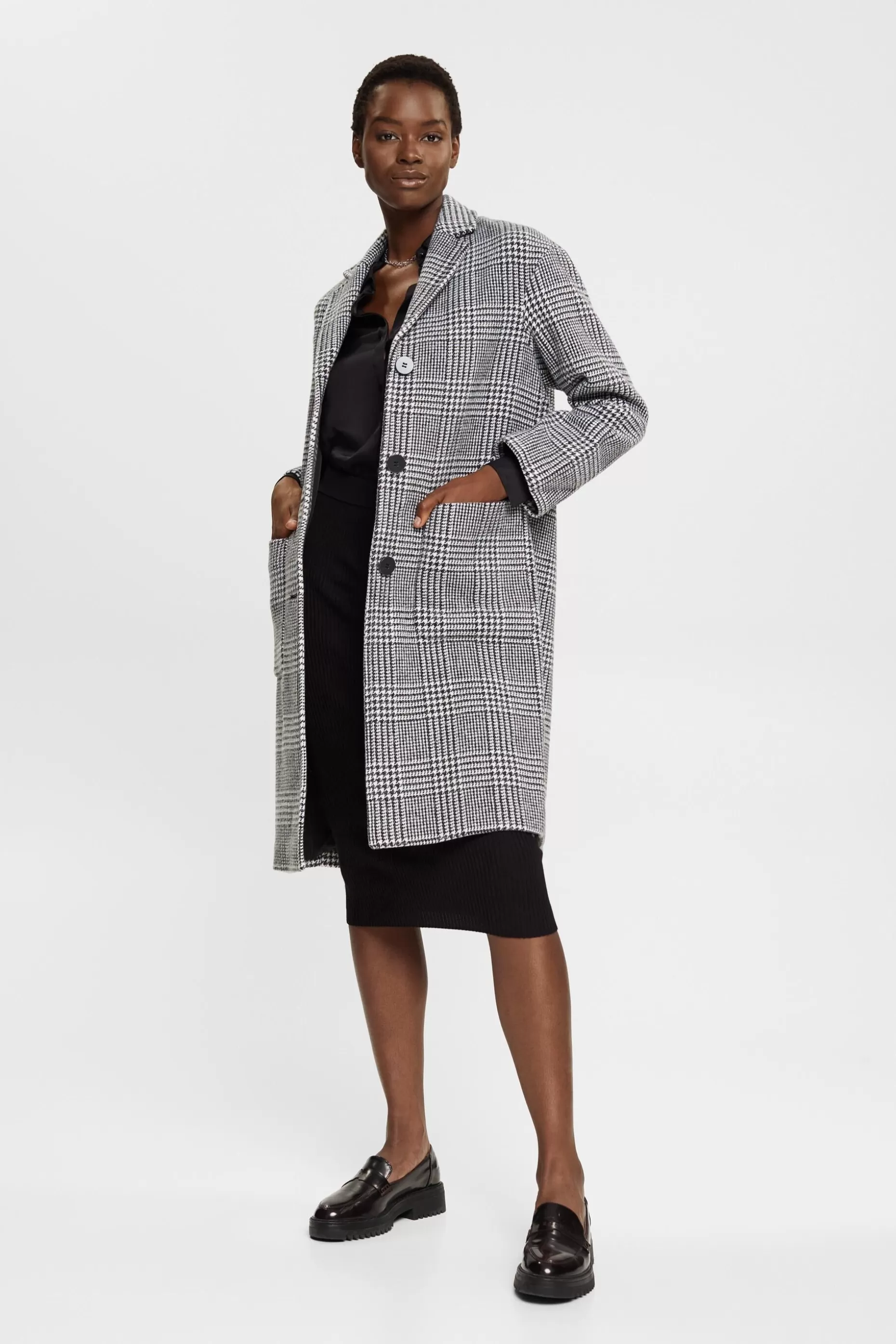 ESPRIT Houndstooth Check Coat at our Online Shop *Women Jackets + Coats