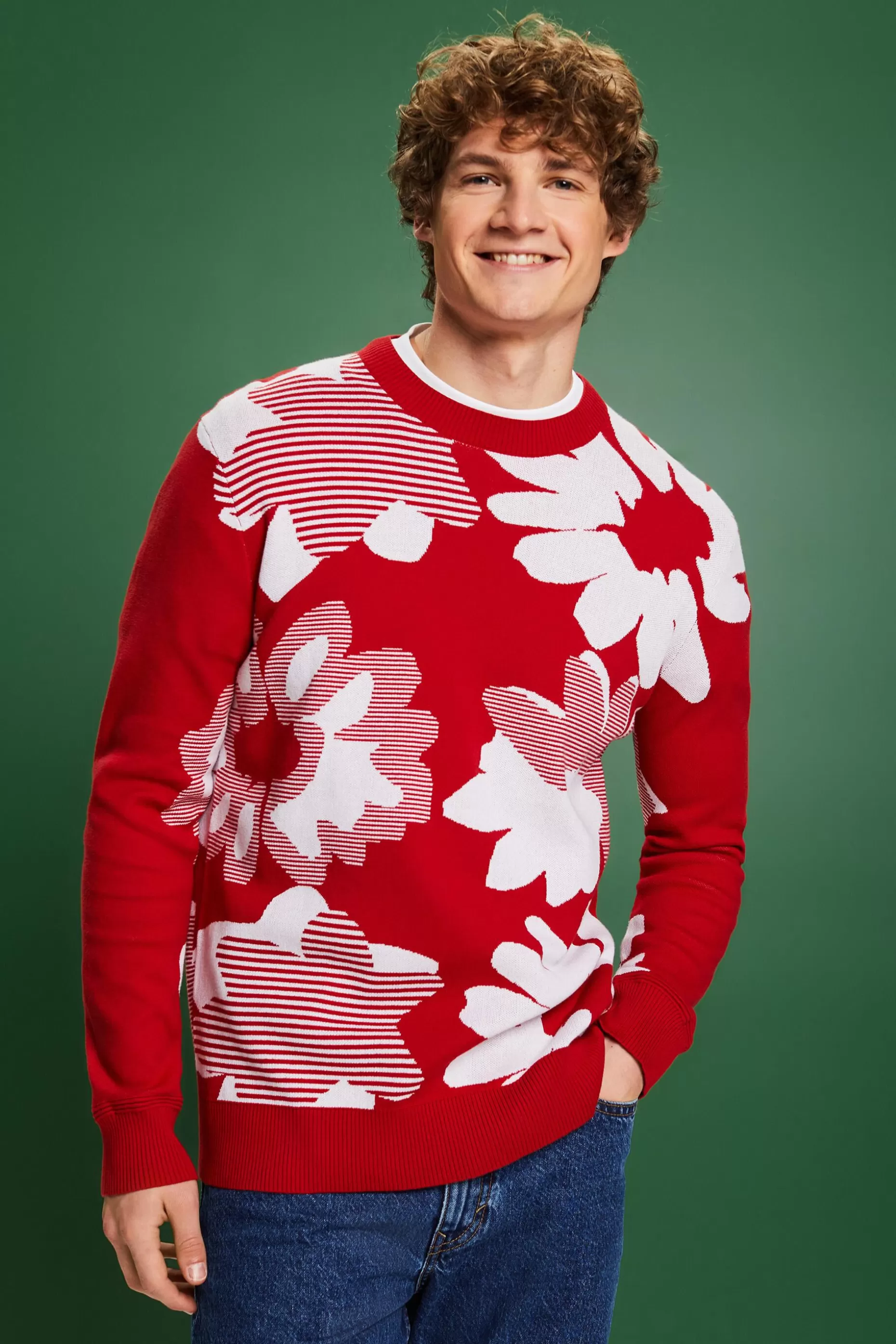 ESPRIT Jacquard Cotton Sweater at our Online Shop *Men The Spring Edit